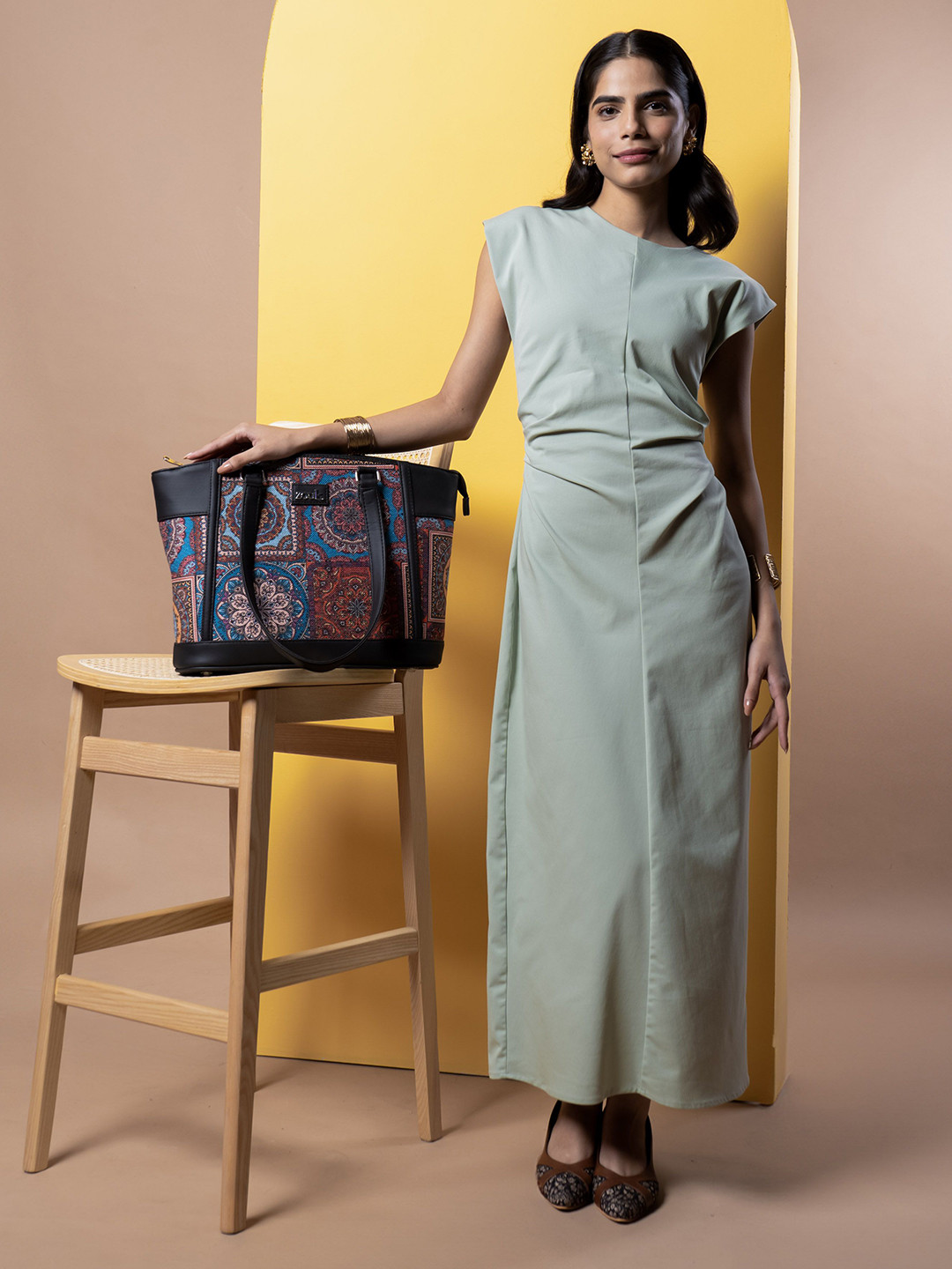 

ZOUK Printed Structured Tote Bag, Multi