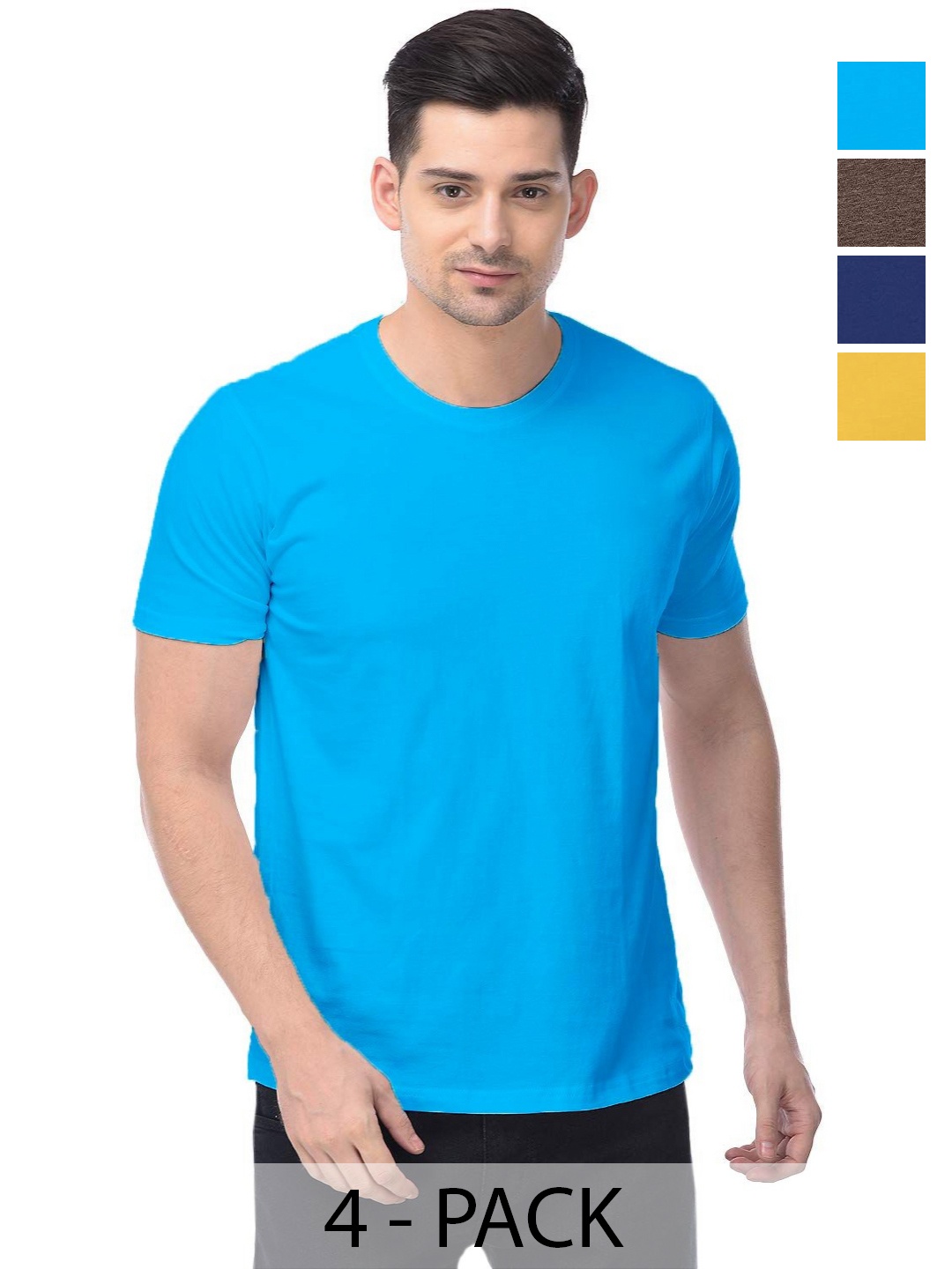 

COLOR CAPITAL Pack of 4 Unisex Pockets T-shirt, Blue