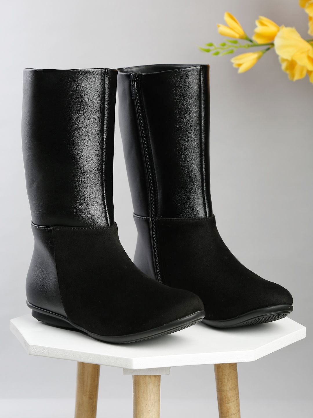 

Flat n Heels Women High-Top Zip-Up Boots, Black