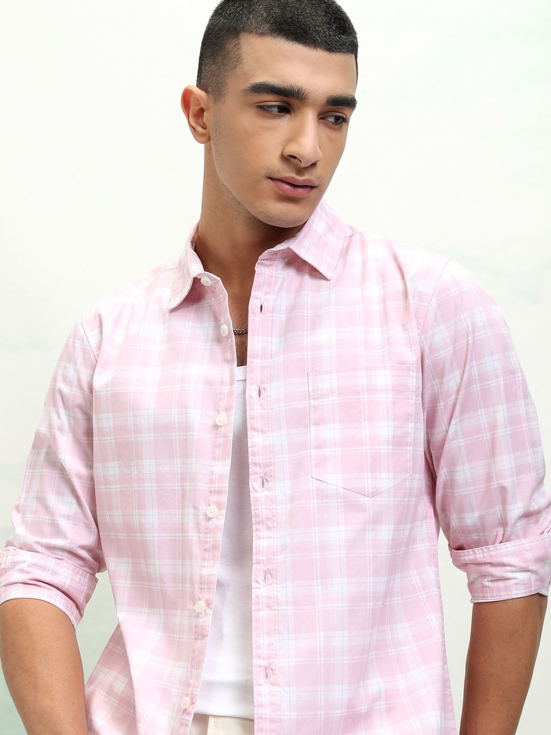 

KETCH Men Checked Slim Fit Casual Shirt, Pink