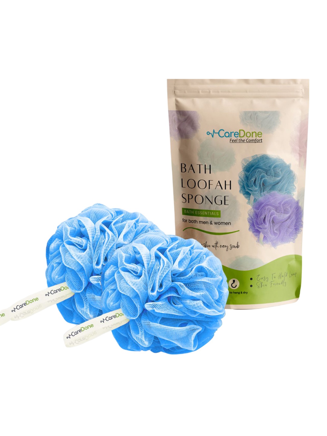 

CareDone Set of 2 Large Bath Loofah Sponge, Blue