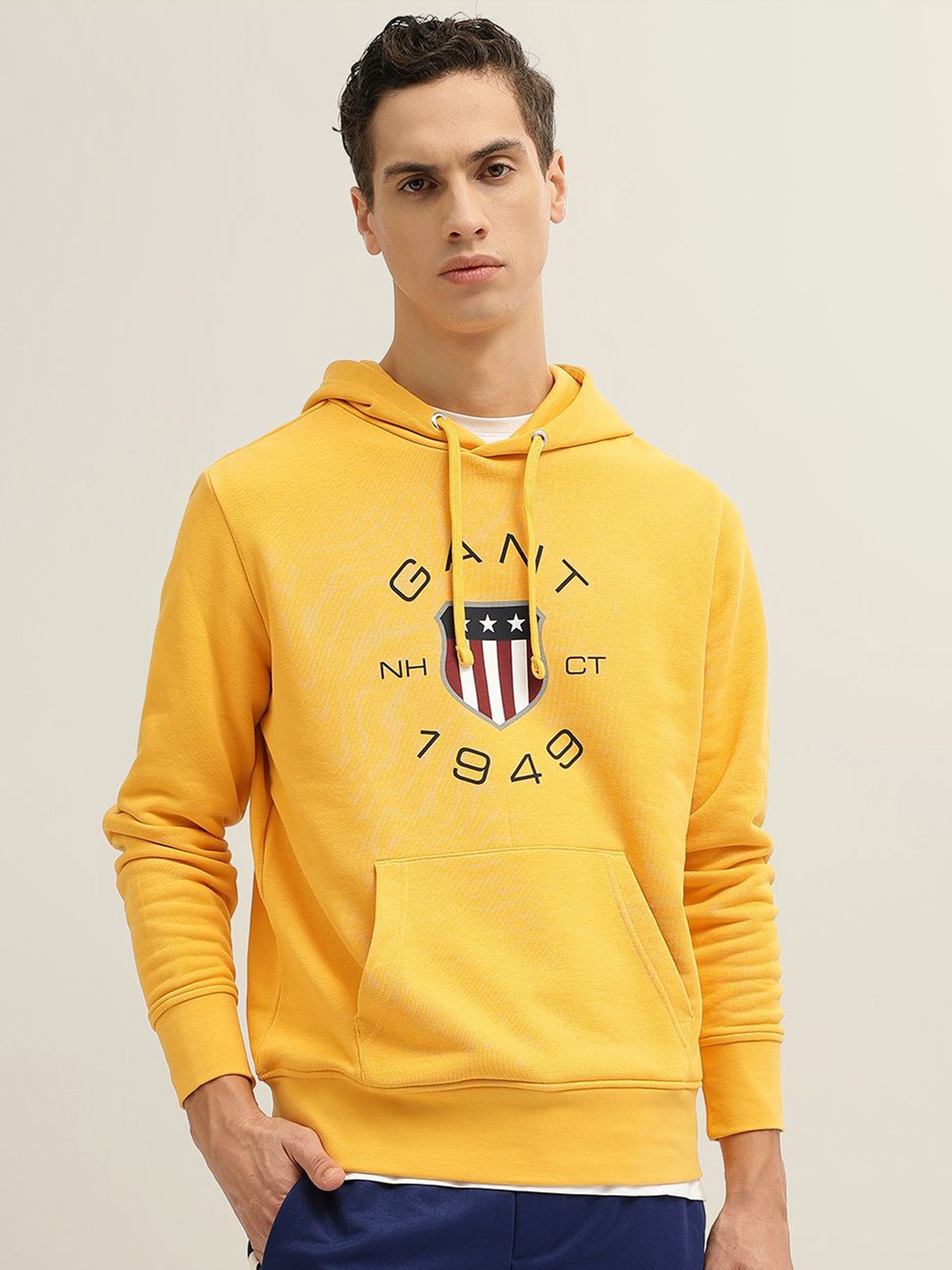 

GANT Men Printed Hooded Sweatshirt, Yellow