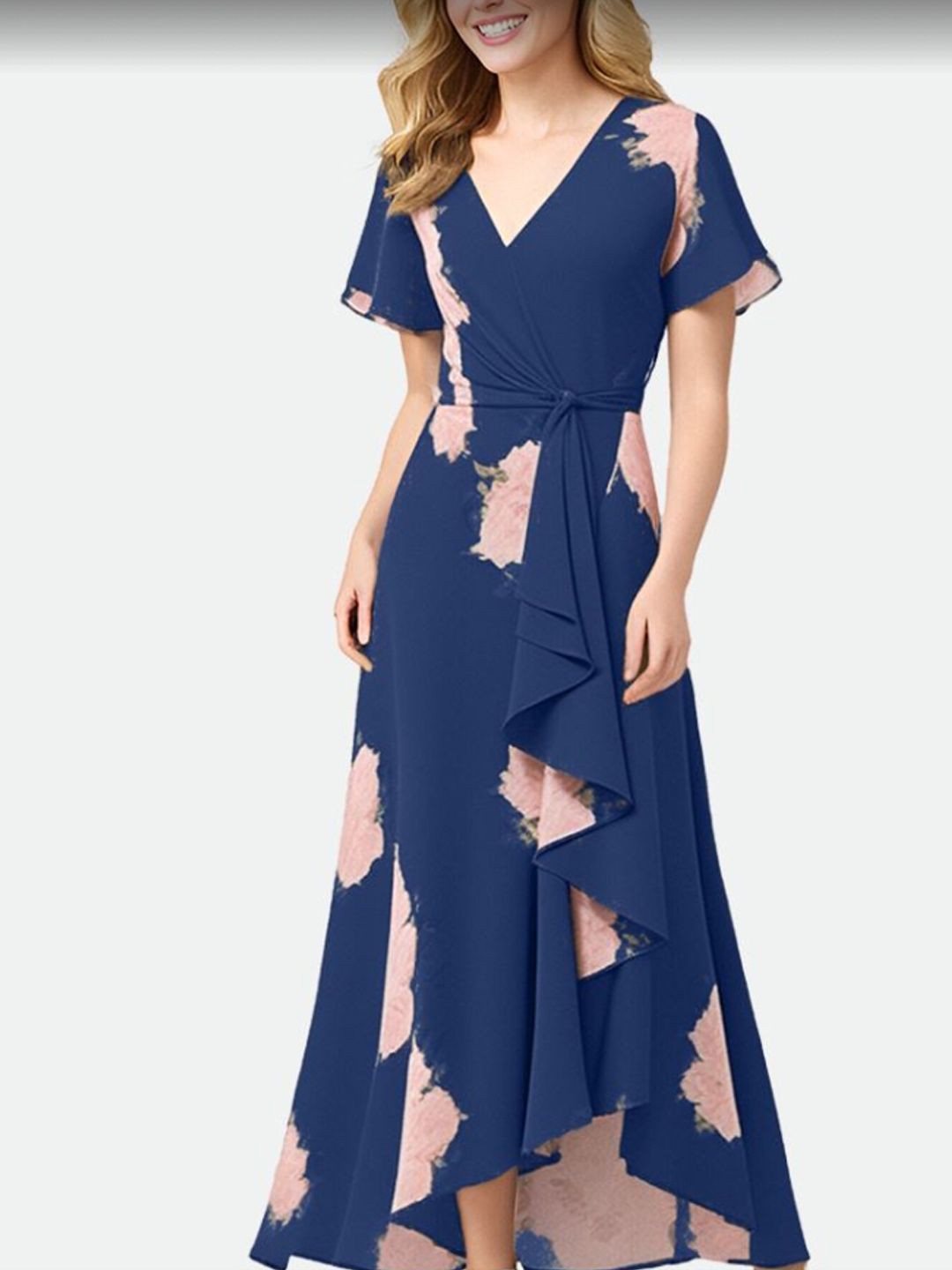 

StyleCast Flared Sleeve Georgette Maxi Dress, Navy blue