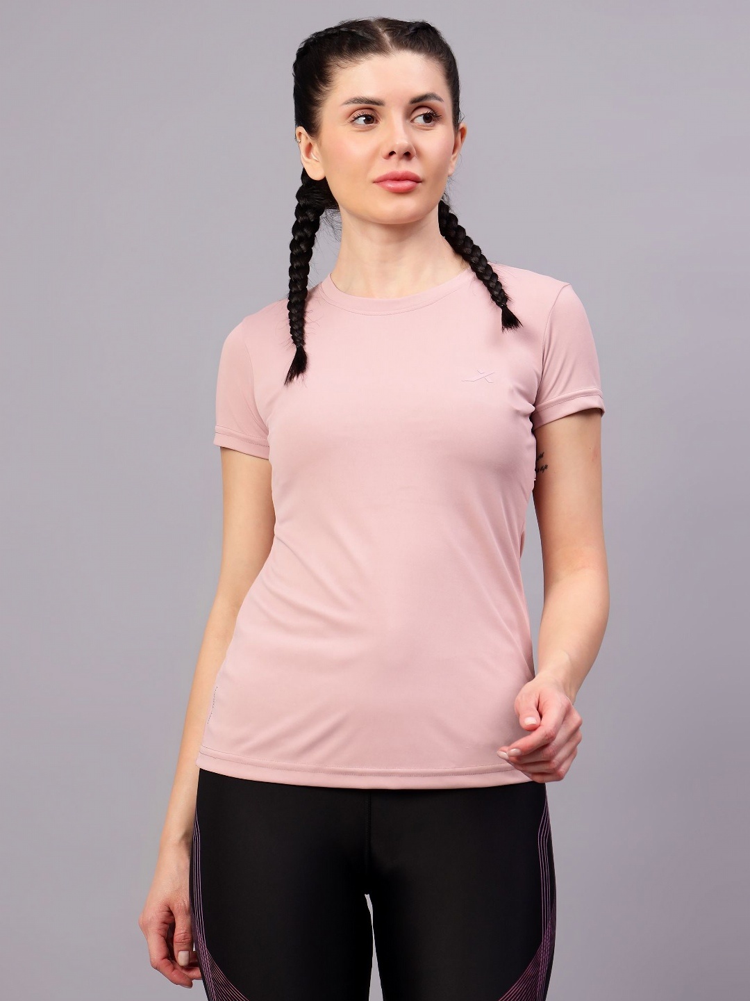 

VECTOR X Women Solid Round Neck T-Shirt, Pink