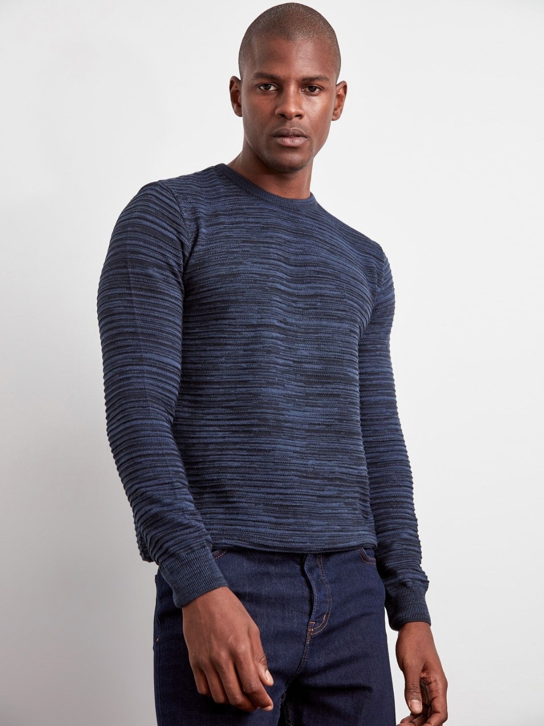 

Trendyol Men Self Design Round Neck Acrylic T-Shirt, Na