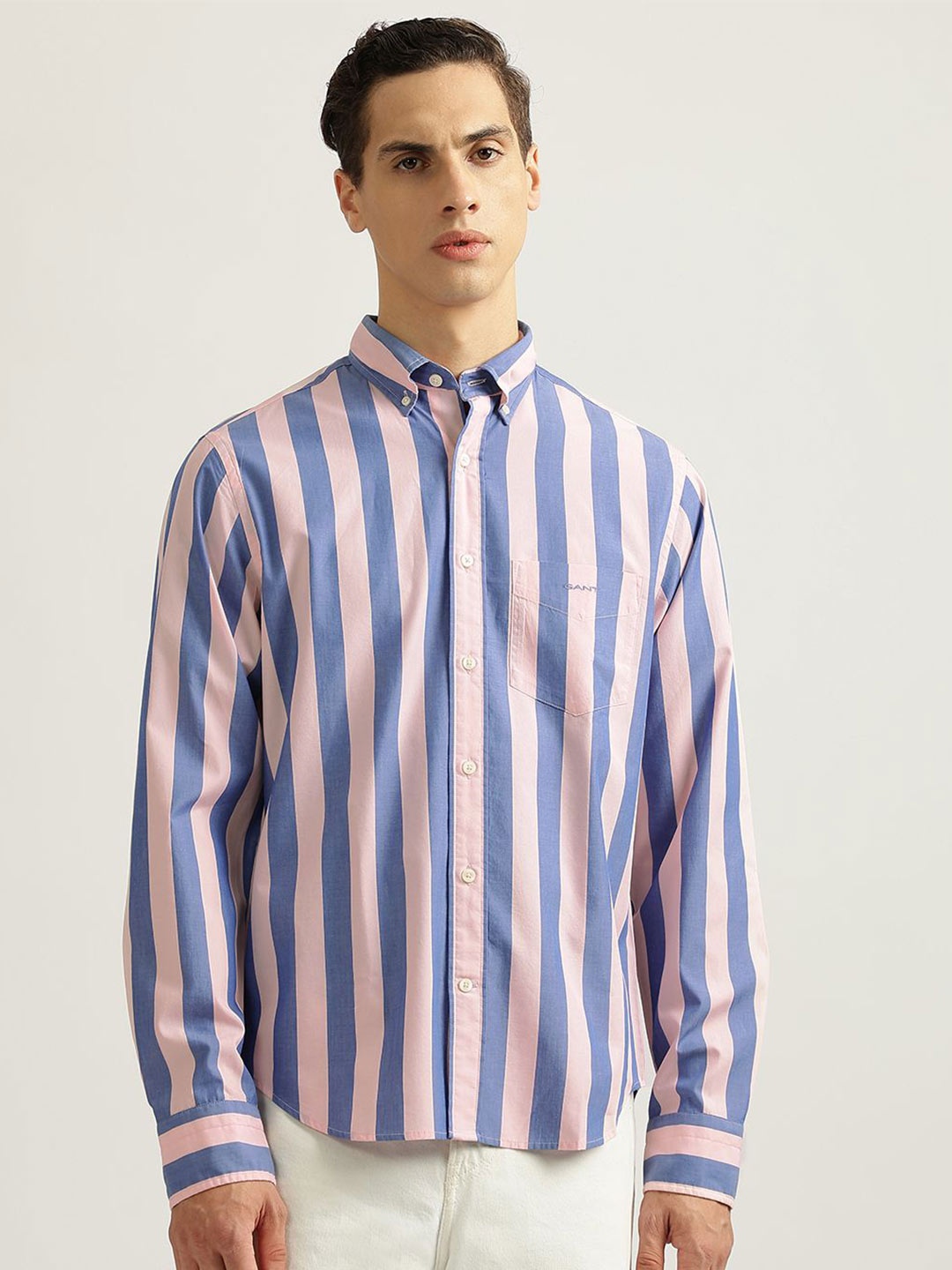 

GANT Men Faded Opaque Striped Casual Shirt, Pink
