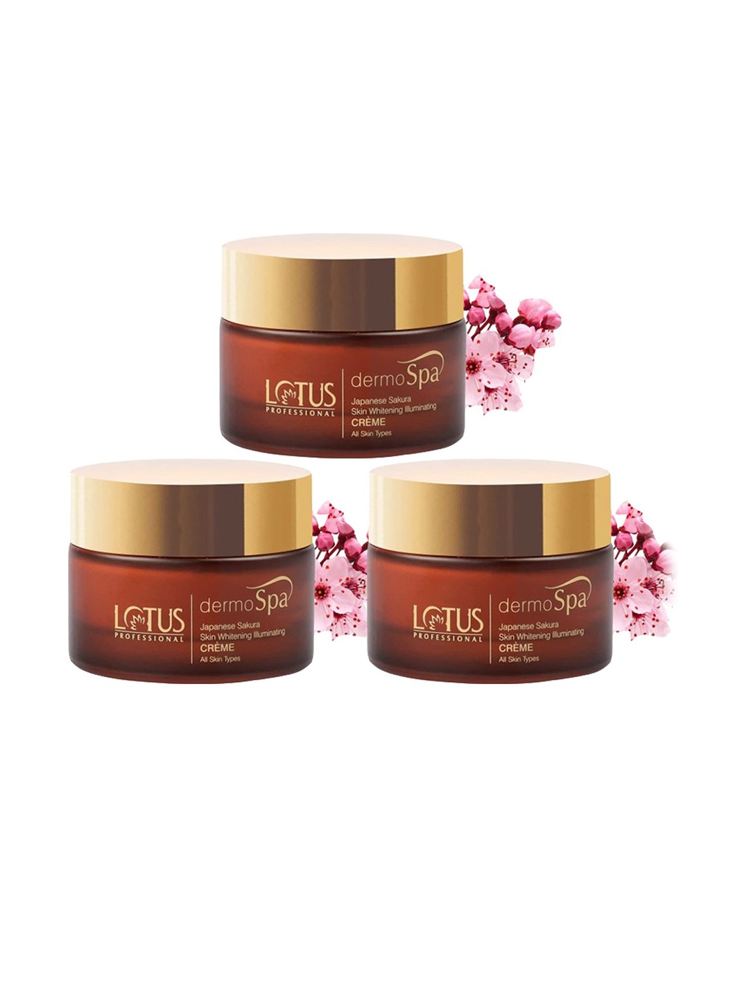 

Lotus Professional Set Of 3 DermoSpa Japanese Sakura Skin Whitening Night Cream - 50g, Coffee brown