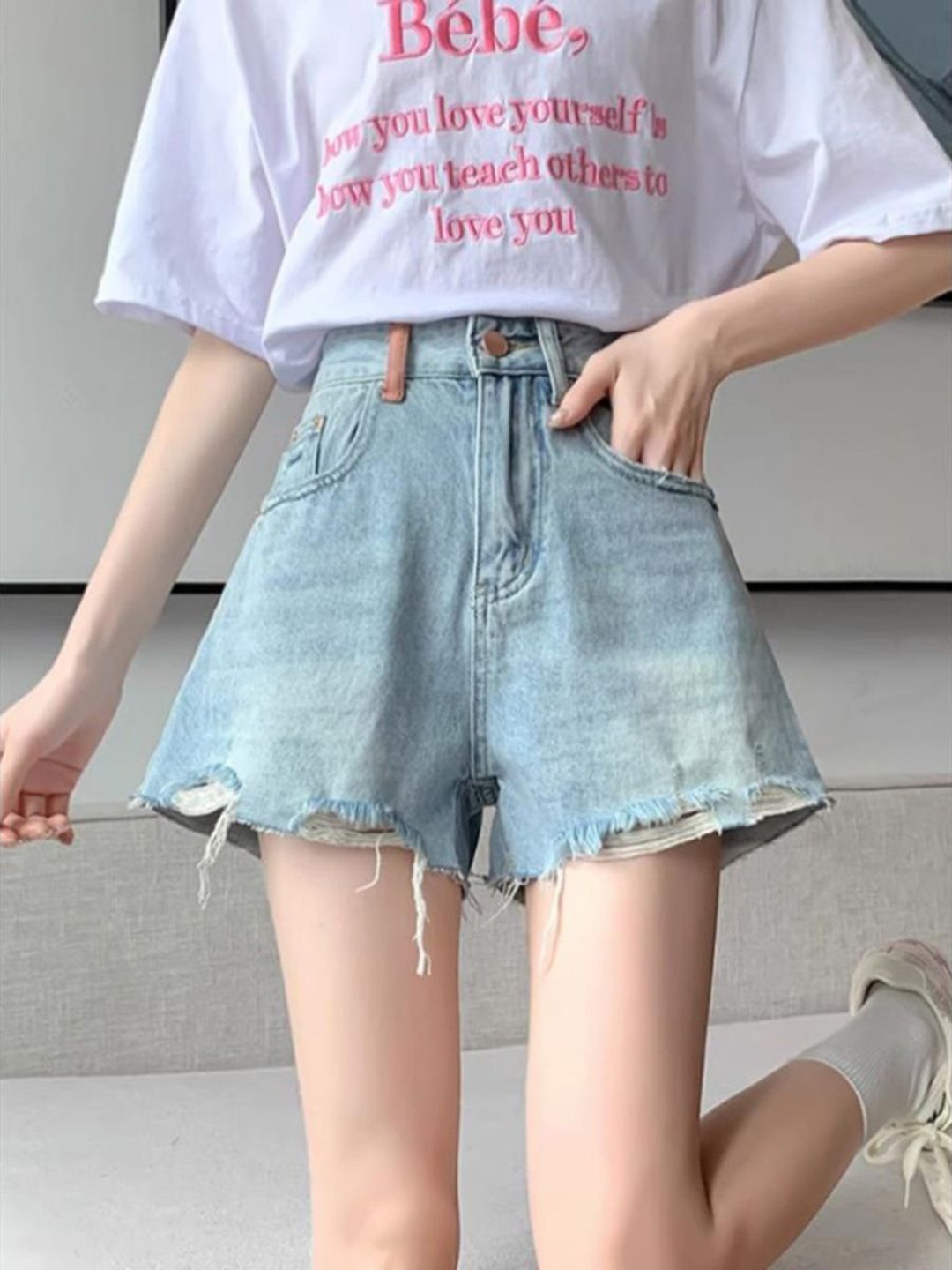 

StyleCast Women Slim Fit High-Rise Shorts, Blue
