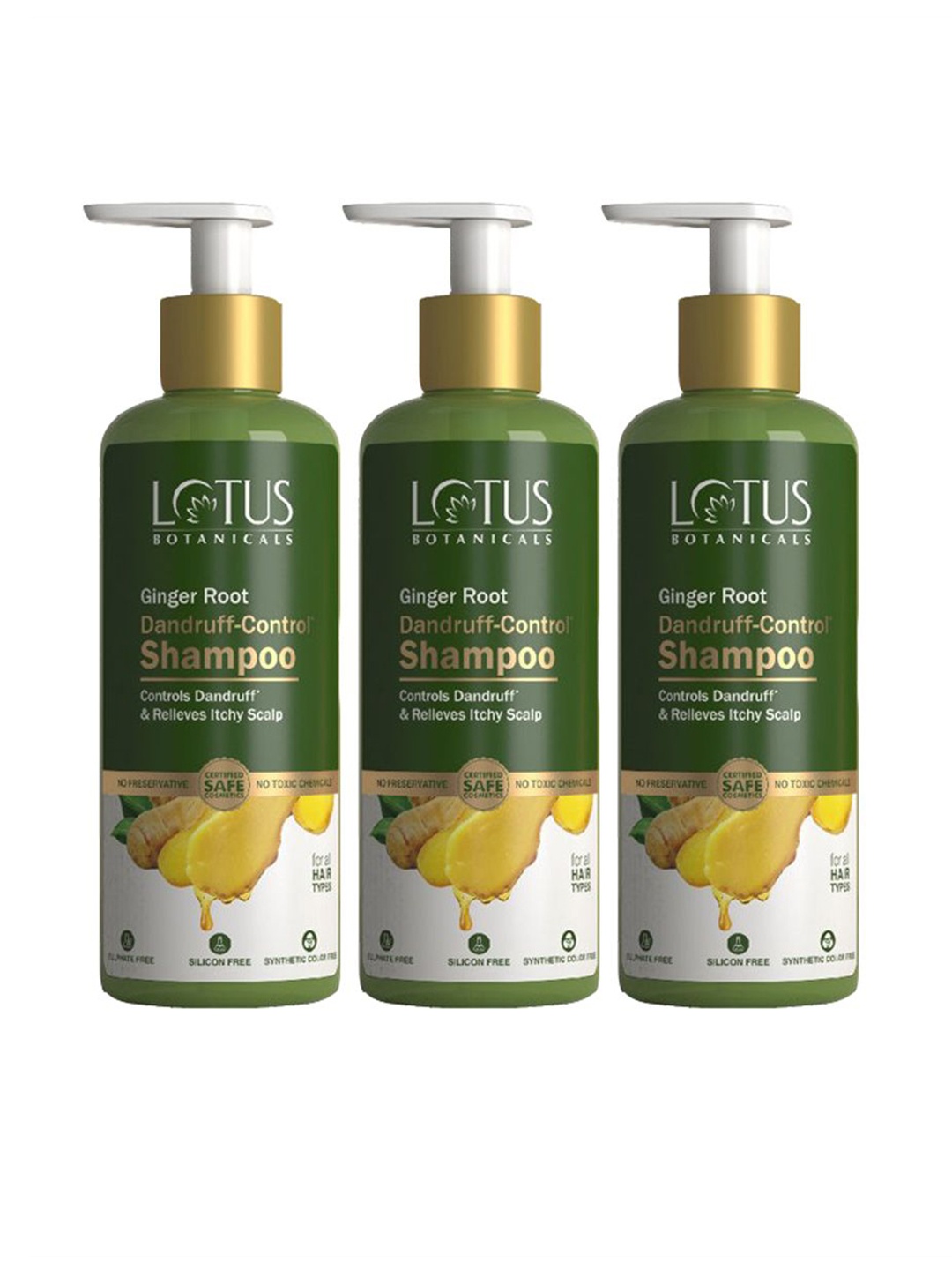 

Lotus Botanicals Dandruff-Control Set Of 3 Anti Dandruff Shampoo-300ml each, Green