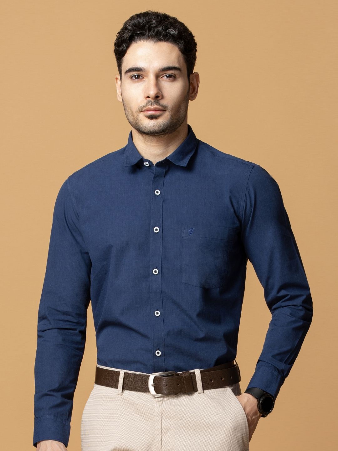 

Berkshire Men Comfort Slim Fit Opaque Formal Shirt, Blue