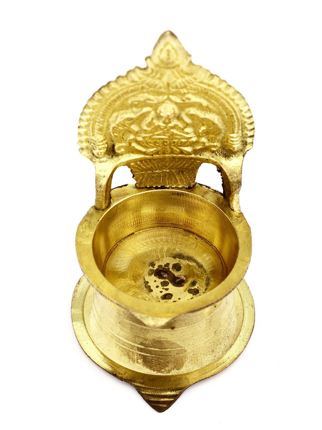 

Exotic India 4" Small Brass Gajalakshmi Lamp, Gold