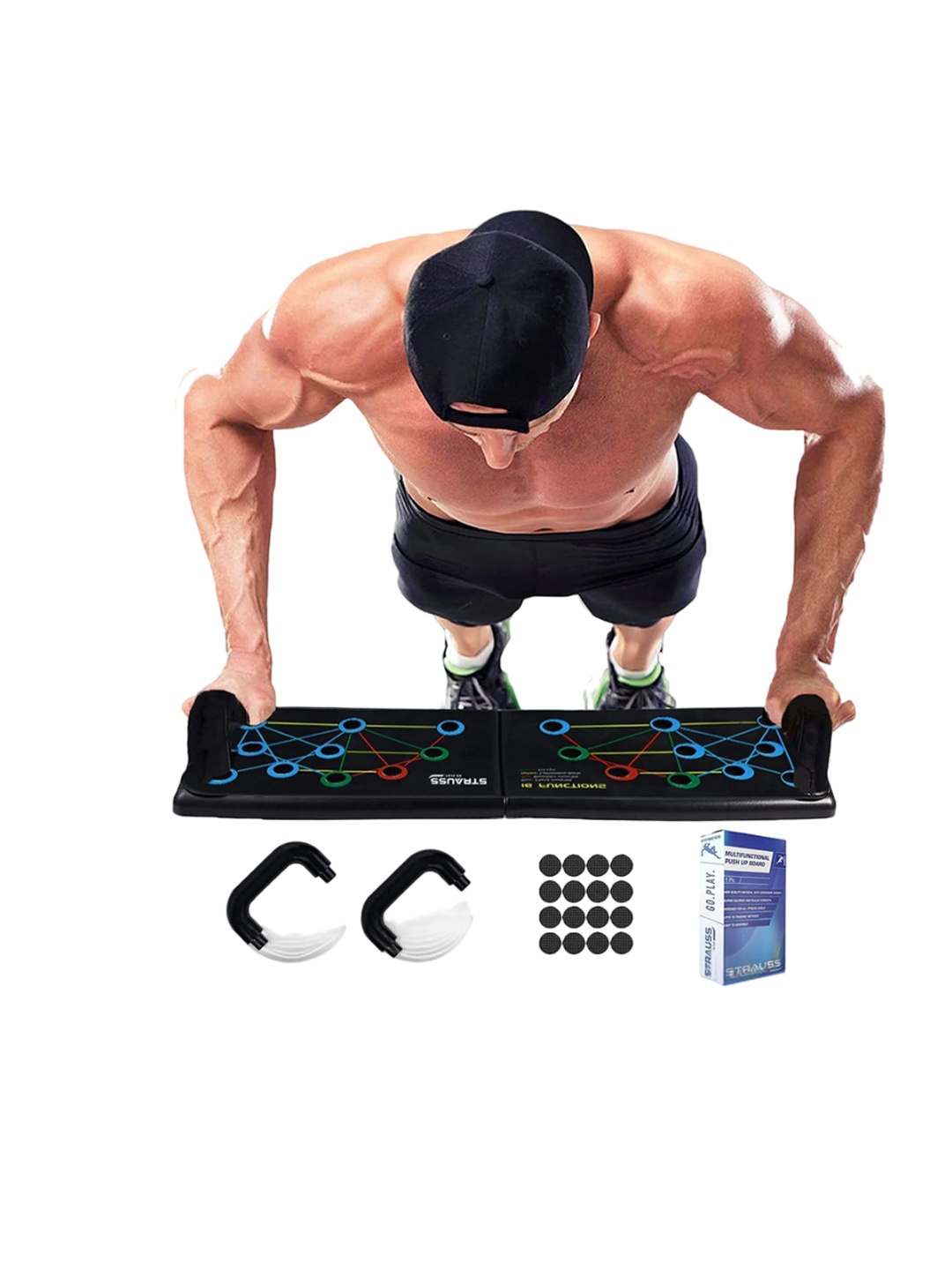 

STRAUSS Multifunctional Portable Push Up Board, Black
