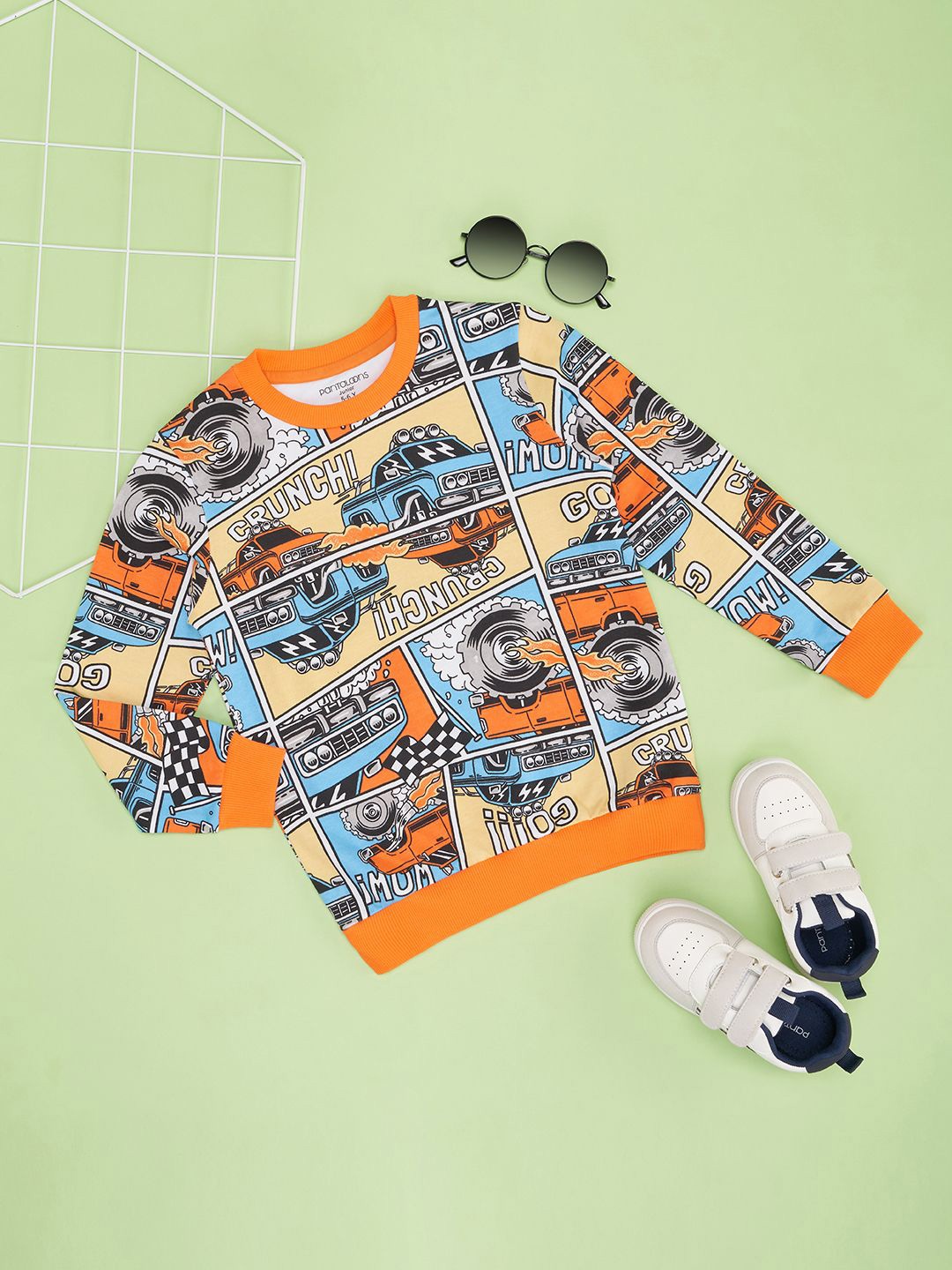 

Pantaloons Junior Boys Printed Cotton Sweatshirt, Orange