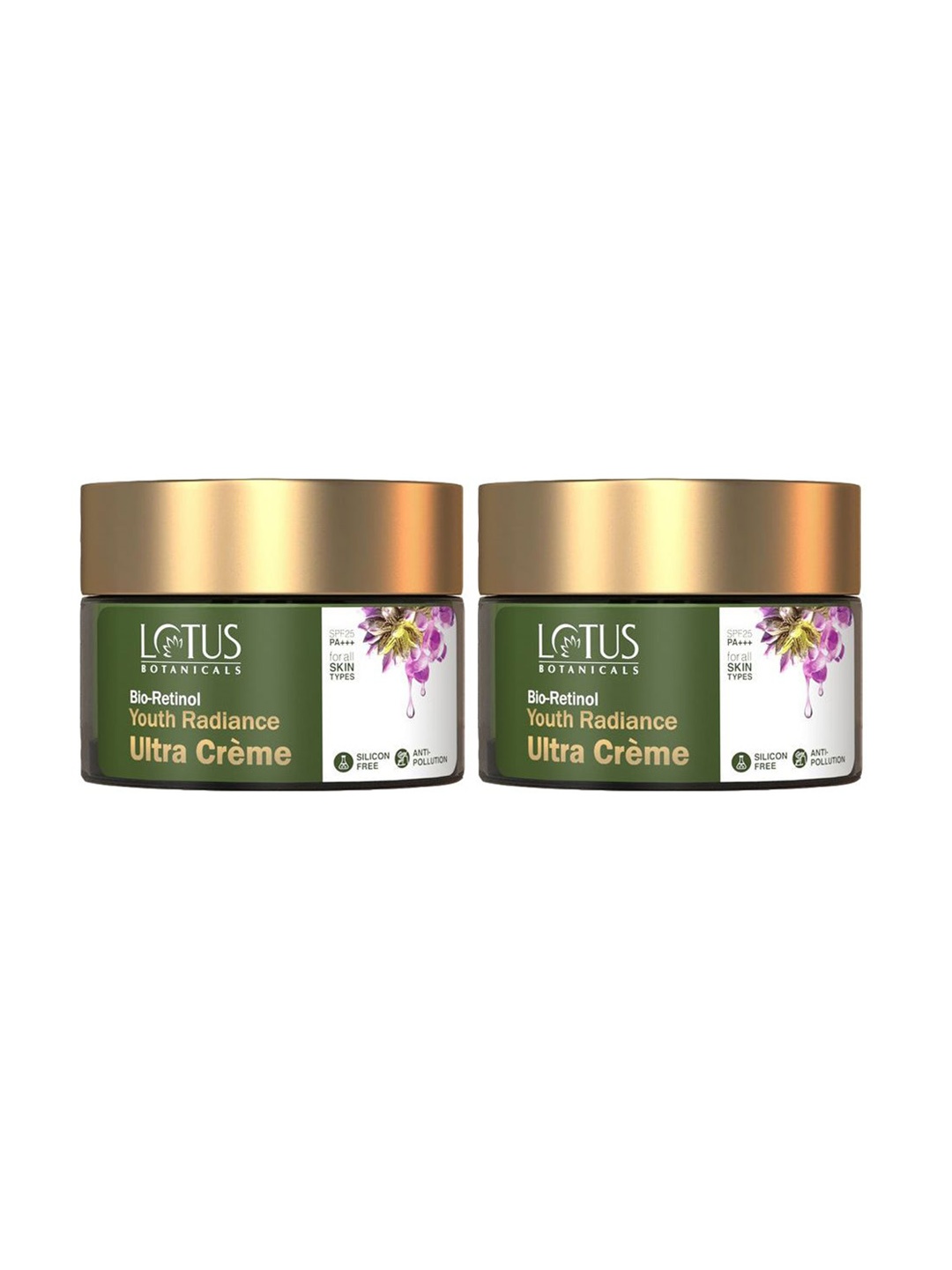 

Lotus Botanicals Bio Retinol Set Of 2 Youth Radiance Ultra Cream With SPF 25- 50g Each, Green