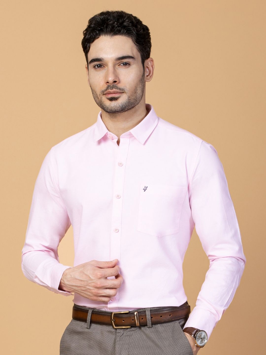 

Berkshire Men Comfort Spread Collar Solid Cotton Slim Fit Formal Shirt, Pink