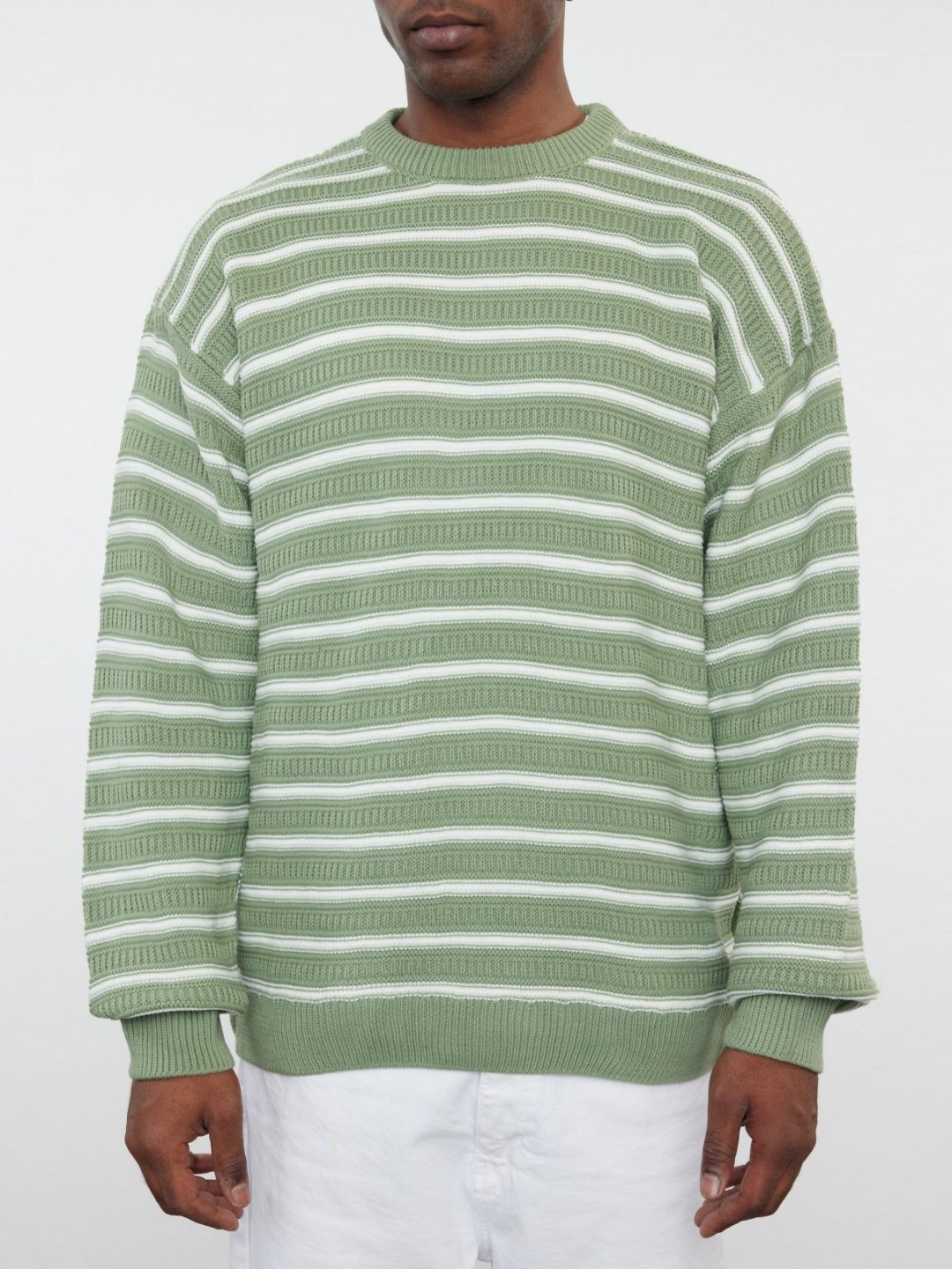 

Trendyol Men Striped Round Neck Acrylic T-Shirt, Green