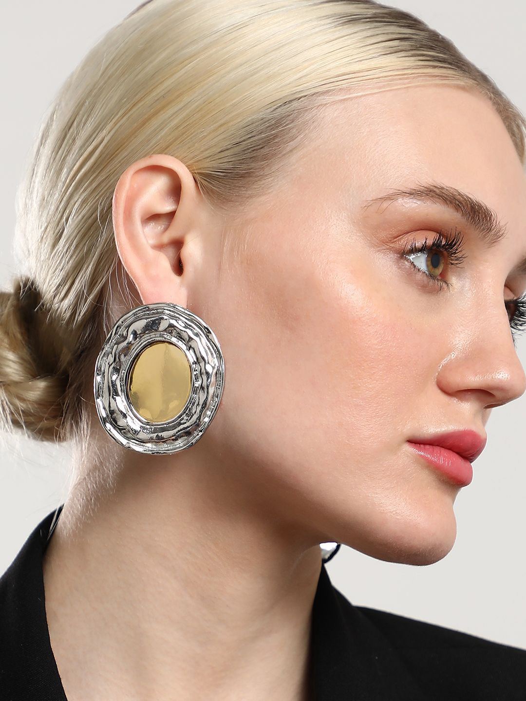

SOHI The Eygptian Antique Silver Plated Contemporary Studs Earrings