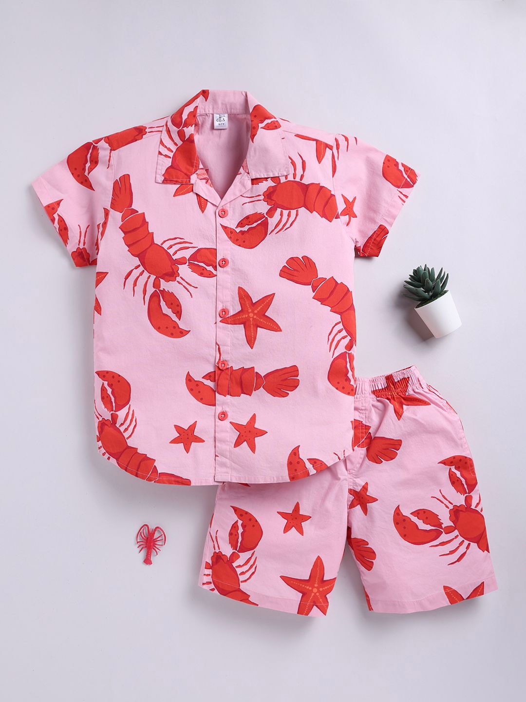 

Clt.s Unisex Kids Printed Night suit, Pink