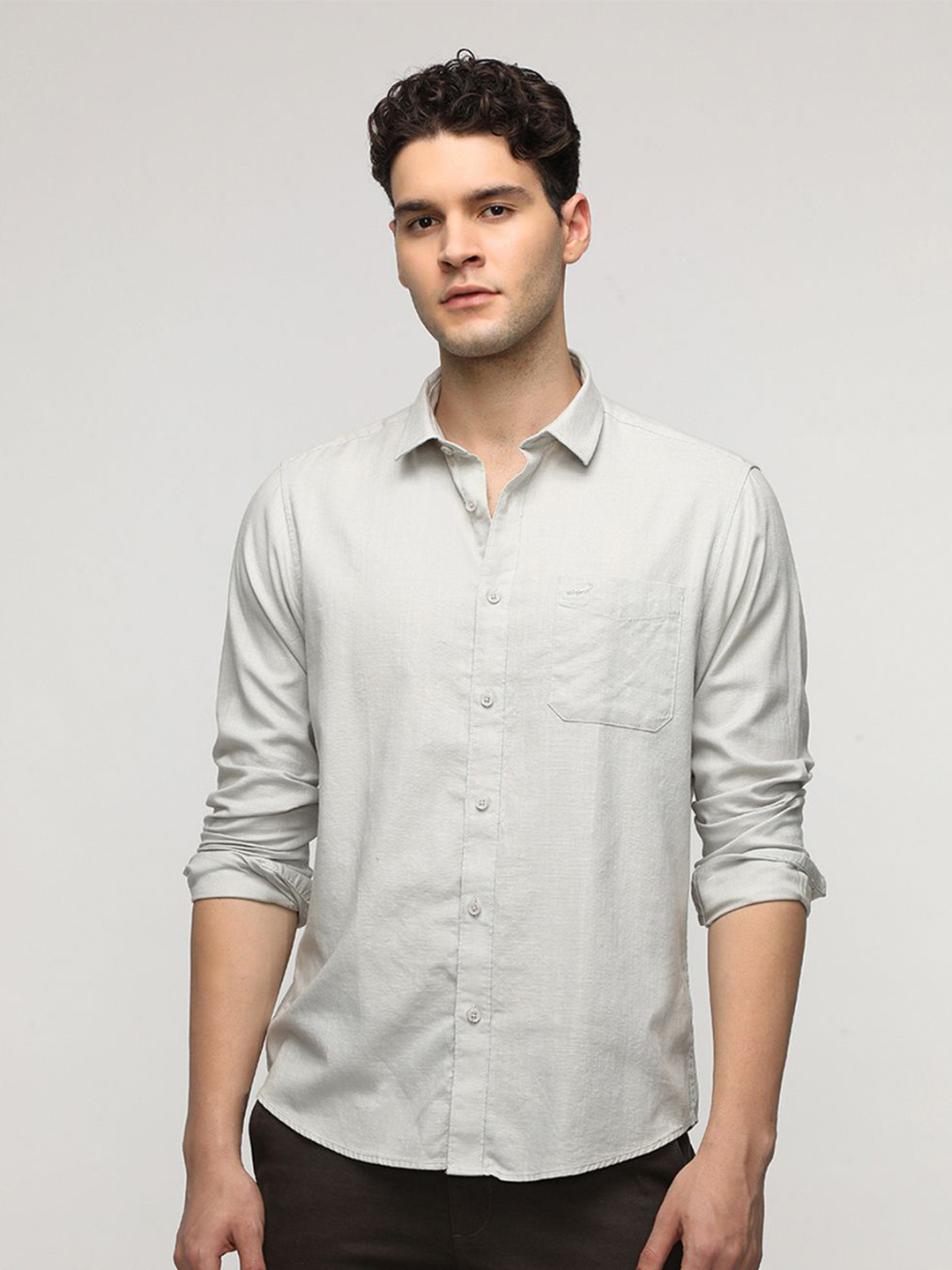 

Crocodile Comfort Fit Long Sleeves Pure Cotton Casual Shirt, Grey