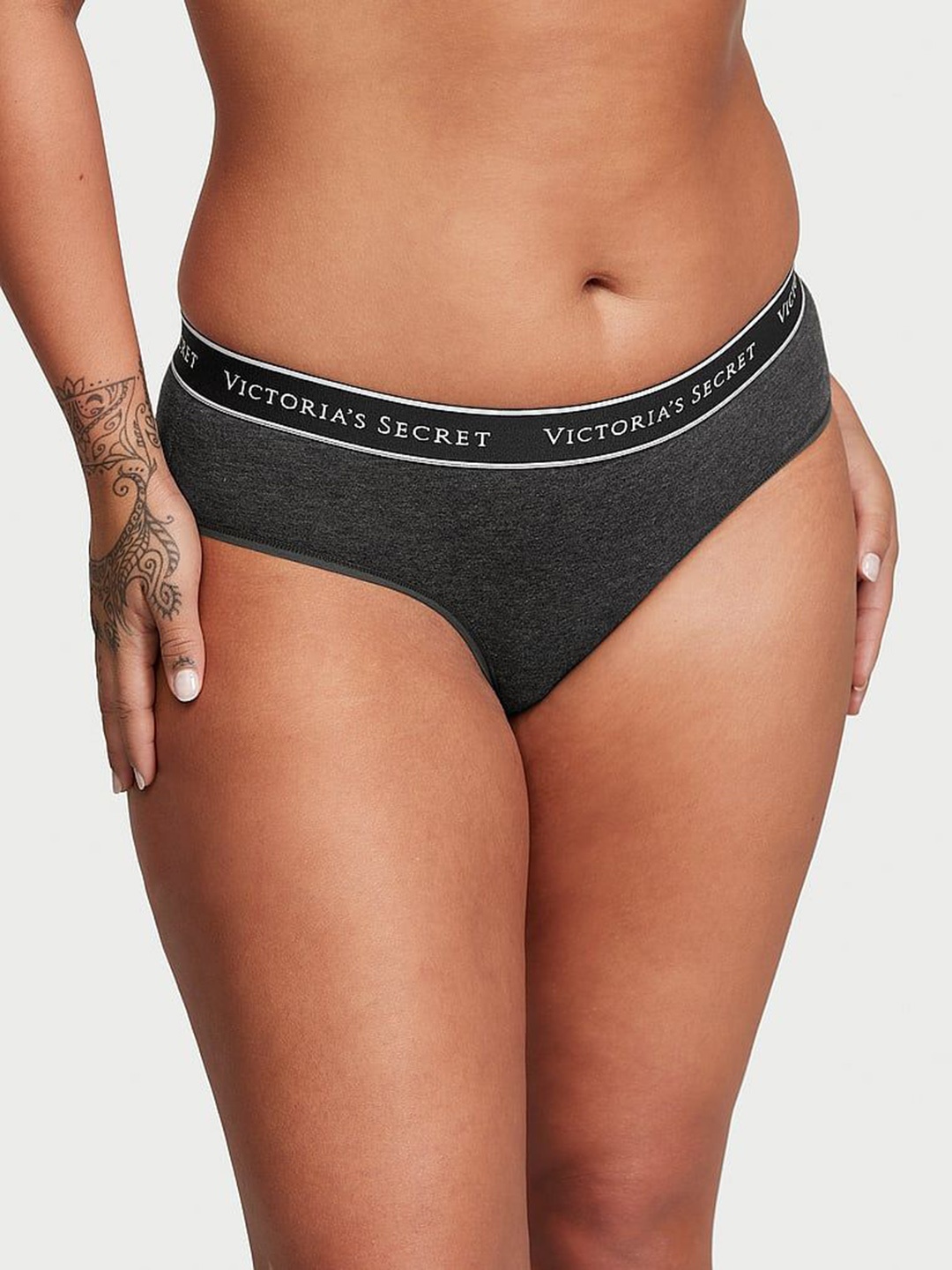 

Victoria's Secret Women Cotton Hiphugger Hipsters Briefs, Grey