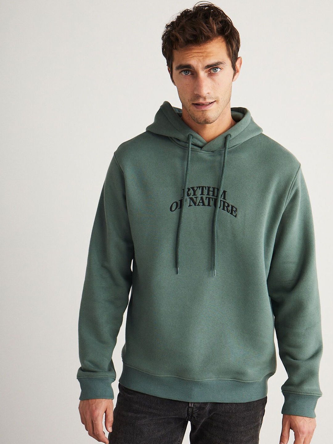 

GRIMELANGE Men Typography Printed Sweatshirt, Green