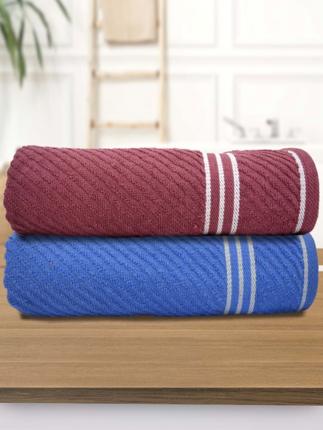 

Aura Burgundy & Blue 2 Pieces Cotton 400 GSM Bath Towel