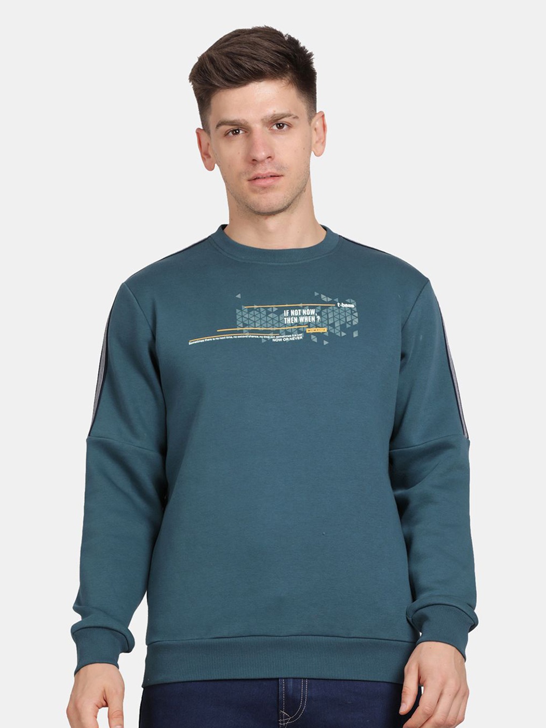 

t-base Men Printed Sweatshirt, Green