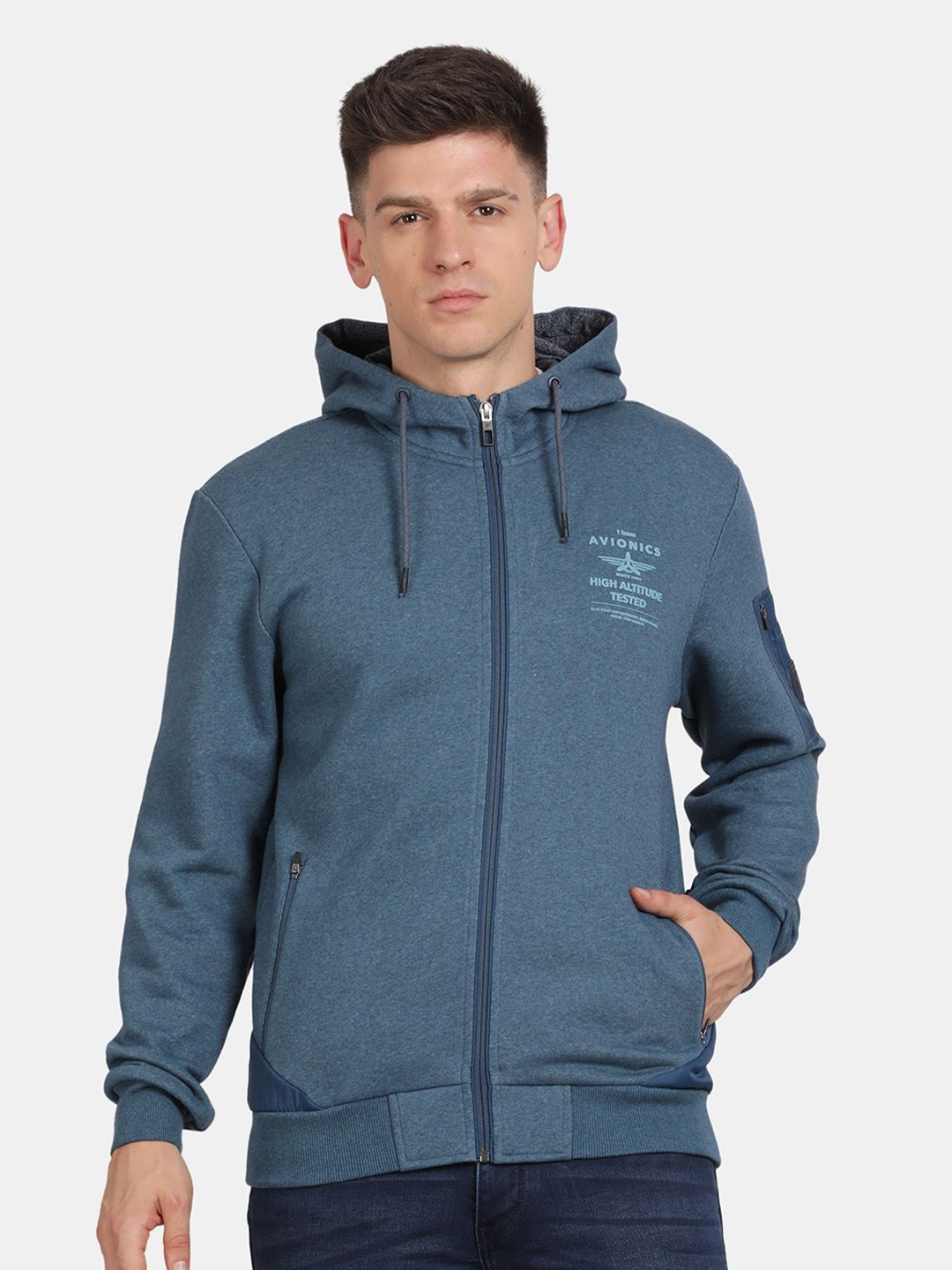 

t-base Men Solid Hooded Sweatshirt, Blue