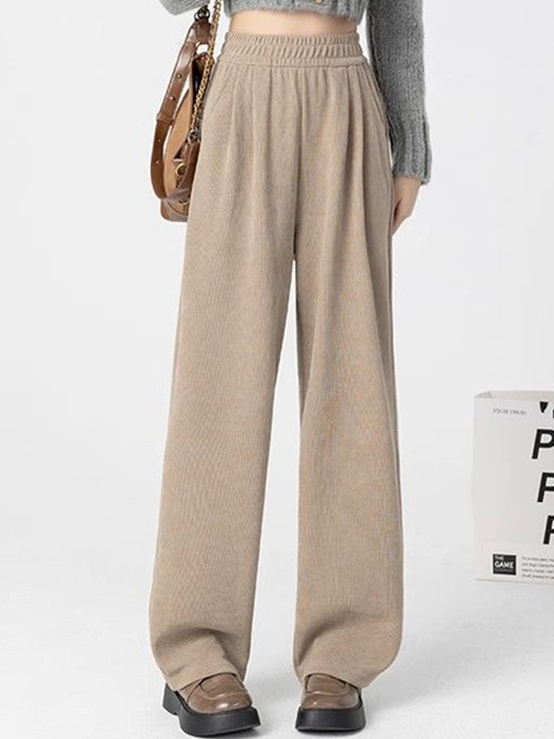 

StyleCast Women Loose Fit High-Rise Trousers, Grey