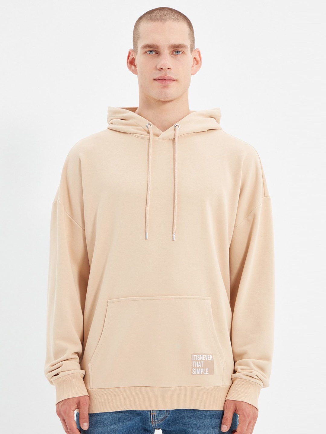 

Trendyol Men Solid Hooded Sweatshirt, Beige