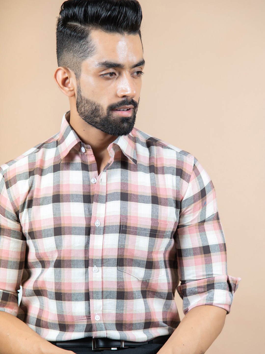 

Tistabene Men Standard Tartan Checks Opaque Checked Casual Shirt, Pink
