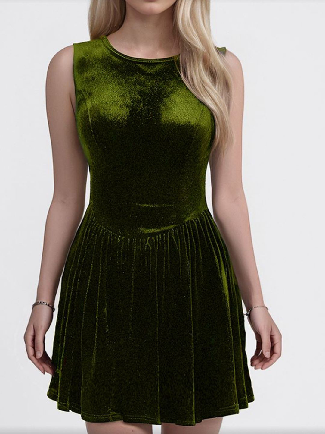 

StyleCast Solid Georgette Fit & Flare Dress, Green