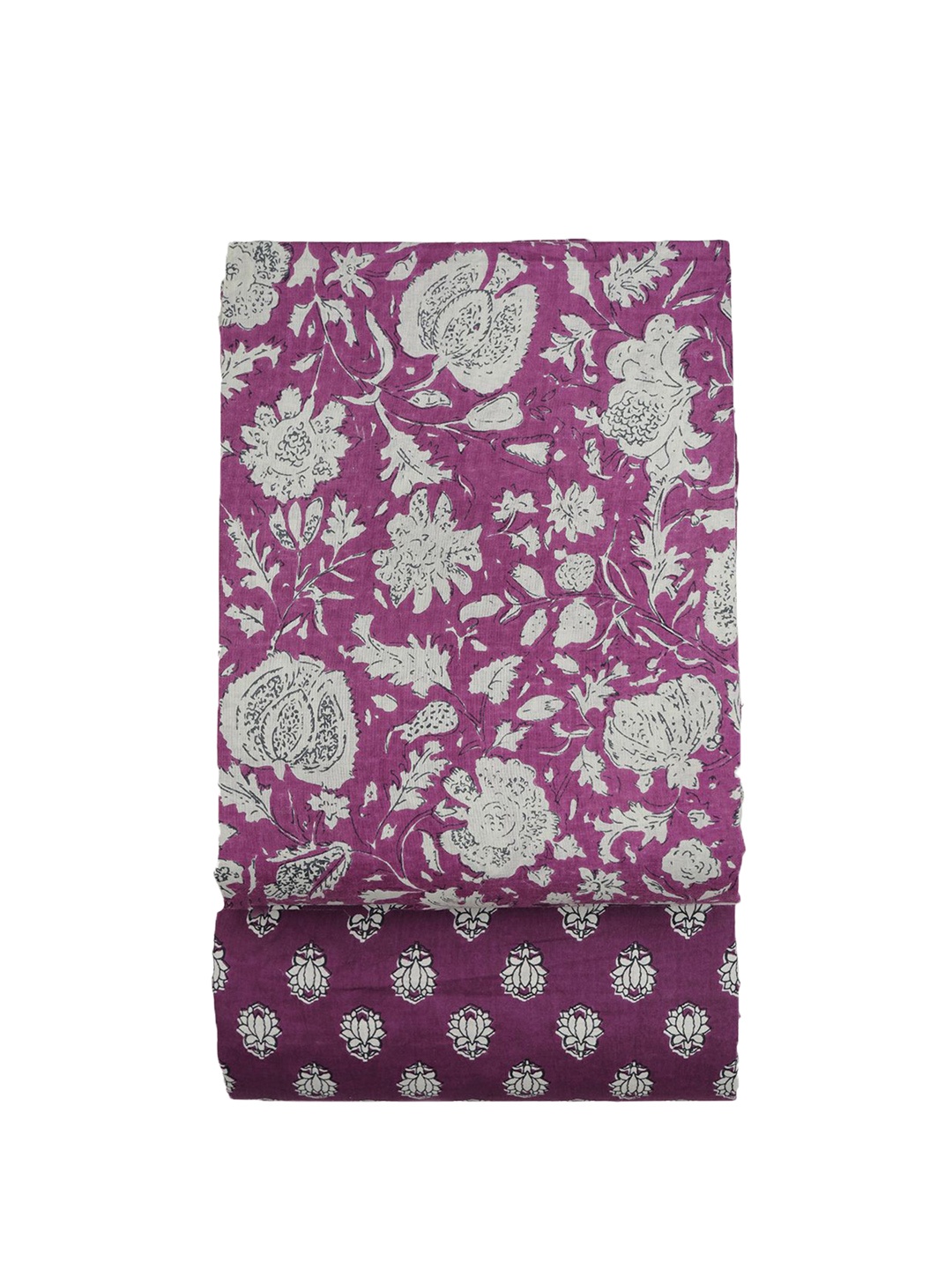 

Sun Fashion And Lifestyle Floral Printed Pure Cotton Unstitched Dress Material, Purple