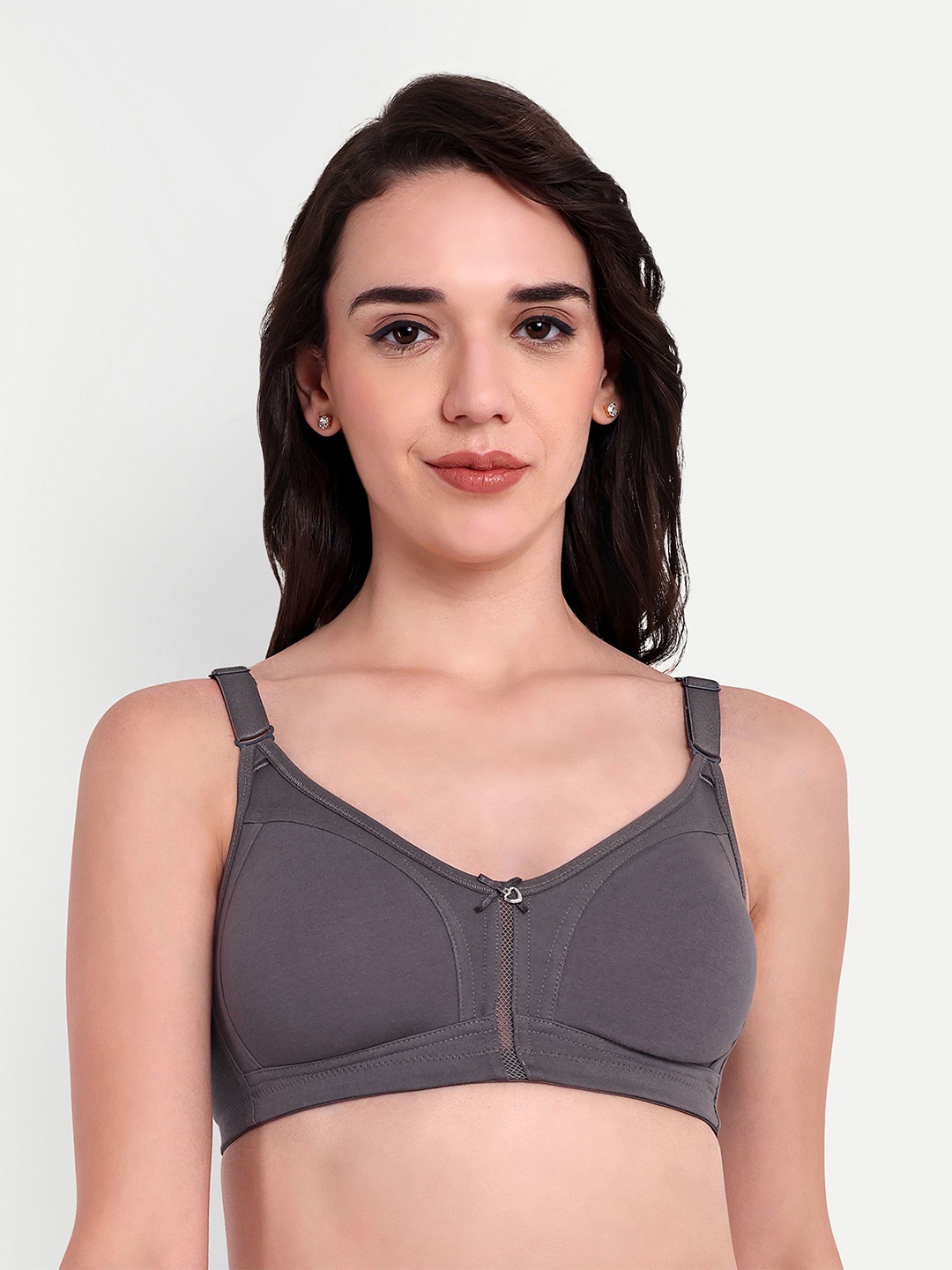 

Skin Beauty Solid Full Coverage Non Padded Bra, Grey