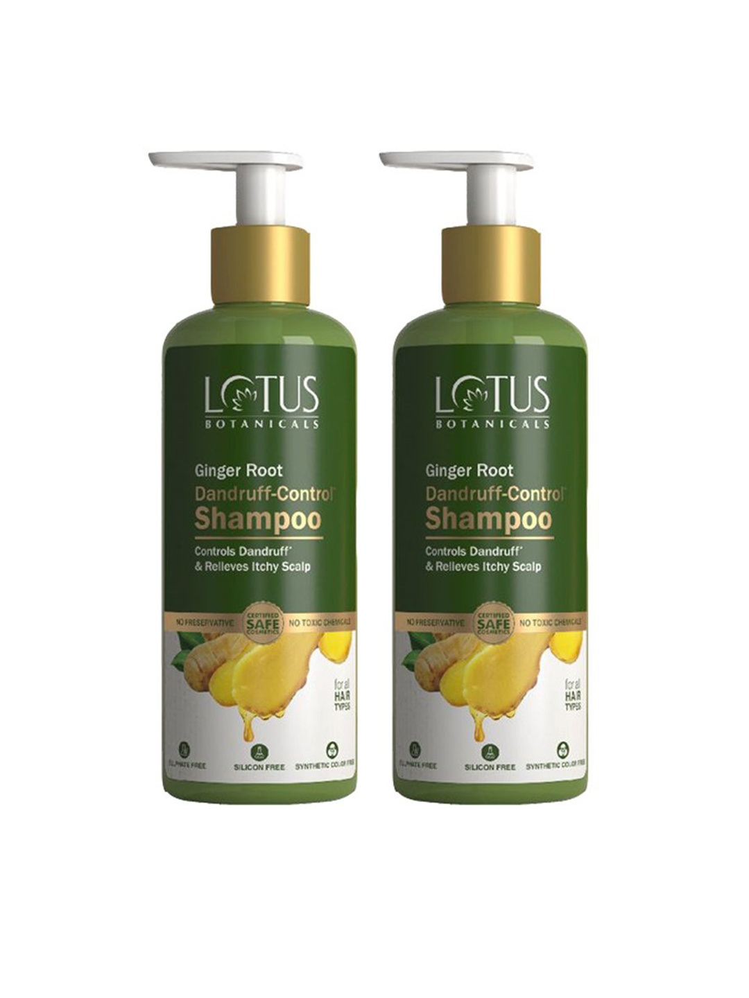 

Lotus Botanicals Set Of 2 Dandruff-Control Shampoo With Ginger Root-300ml Each, Green