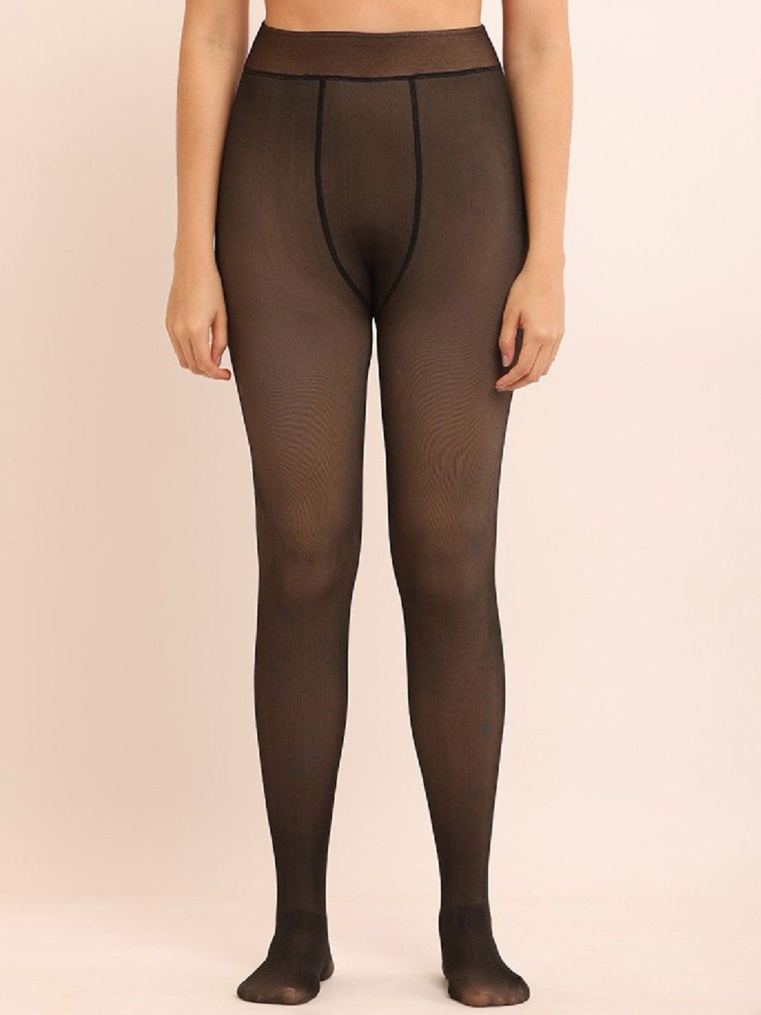 

Poftik Dual Tone Pantyhose Stocking, Black