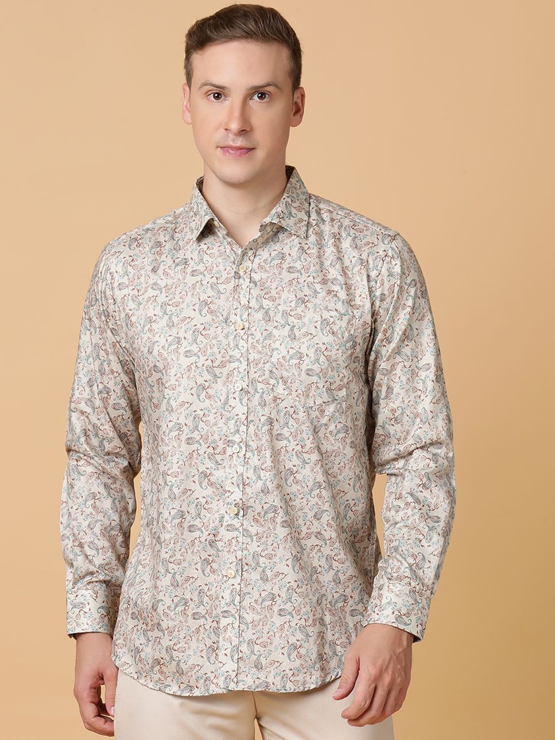 

TABARD Men Spread Collar Conversational Printed Cotton Casual Shirt, Multi