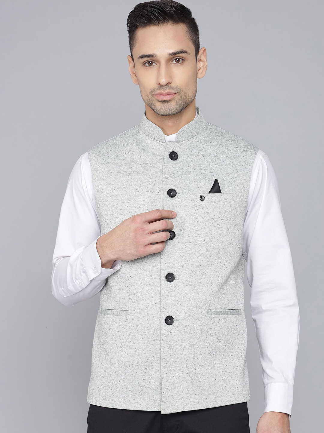 

LA'SCOOT Mandarin Collar Nehru Jacket, Sea green