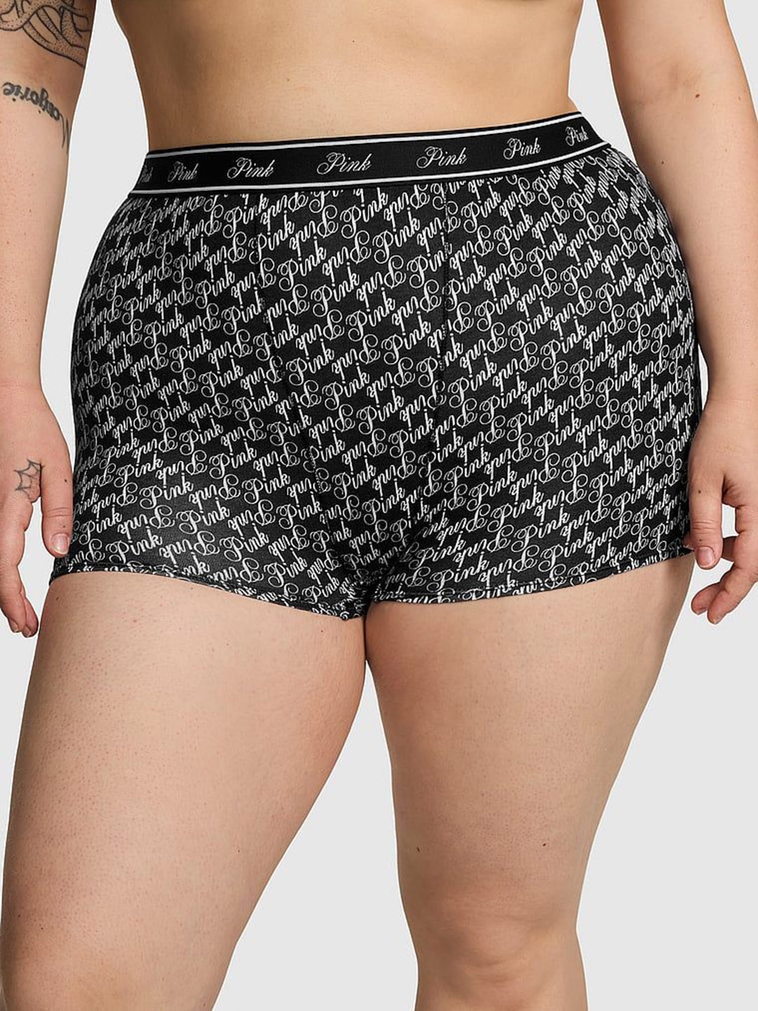 

Victoria's Secret Women PINK Logo Printed High-Waist Boy Short Briefs, Black