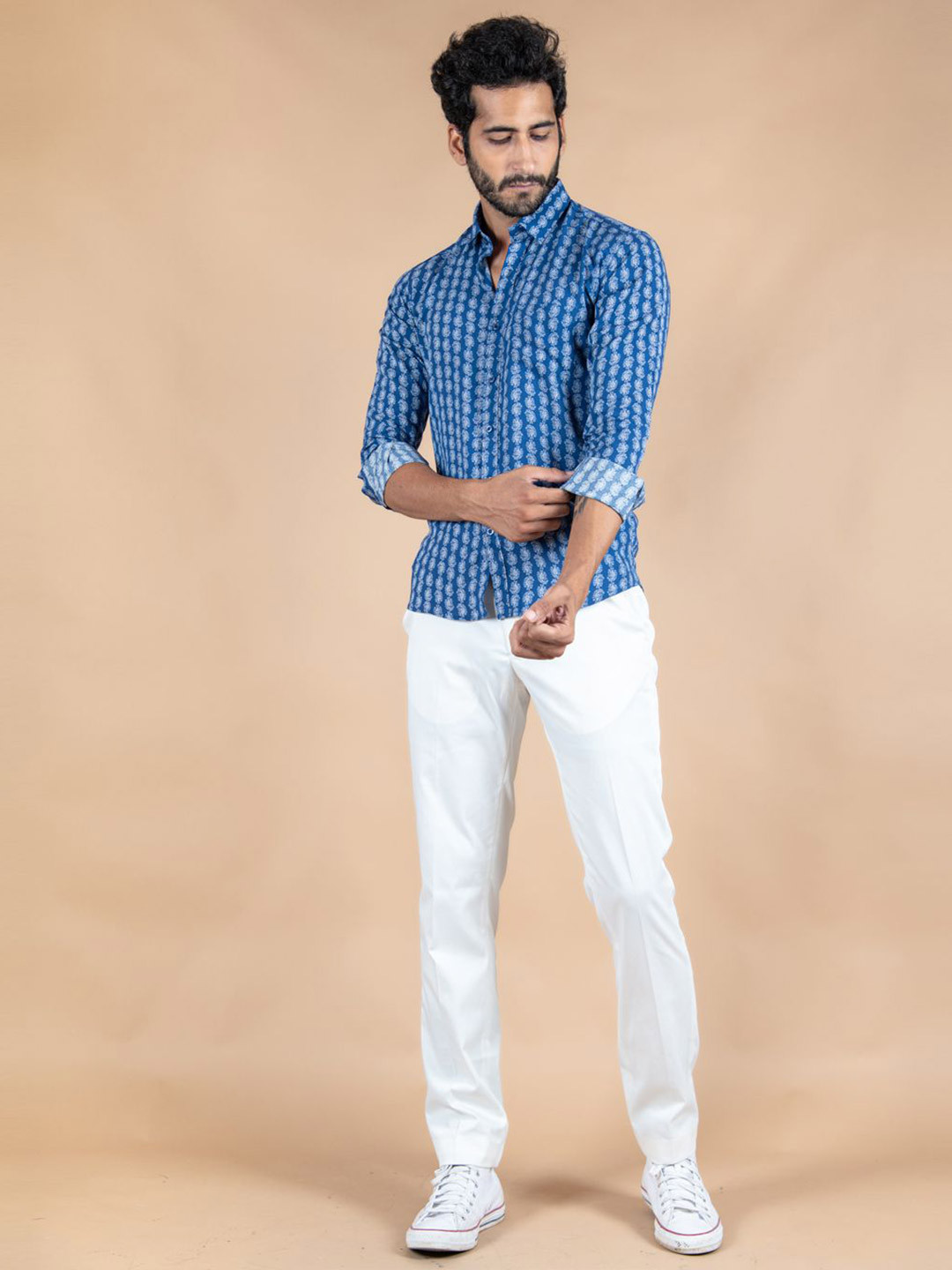 

Tistabene Men Standard Spread Collar Conversational Printed Cotton Casual Shirt, Blue