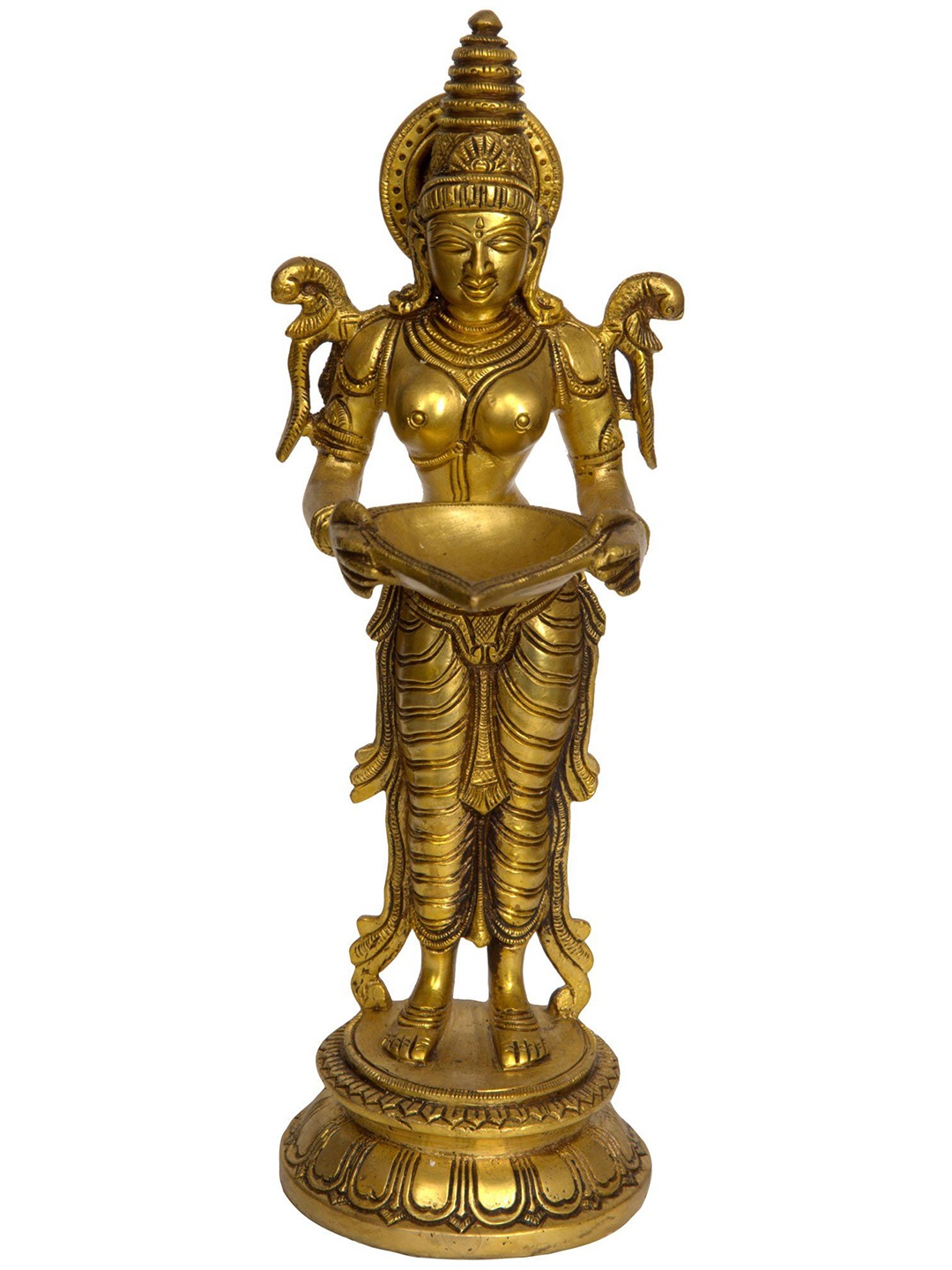 

Exotic India 11" Brass Deepalakshmi, Gold