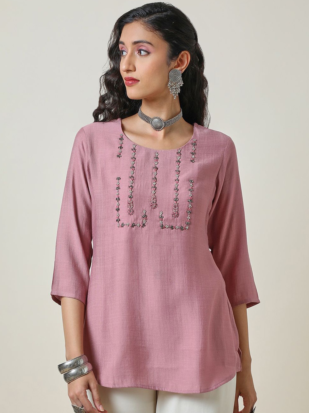 

Soch Embroidered Embellished Tunic, Pink