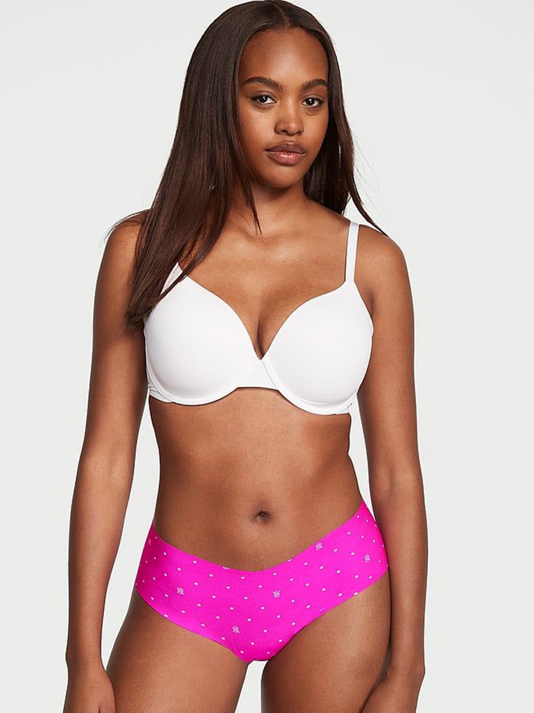 

Victoria's Secret No Show Women Printed Basic Briefs-112081335XFU, Pink