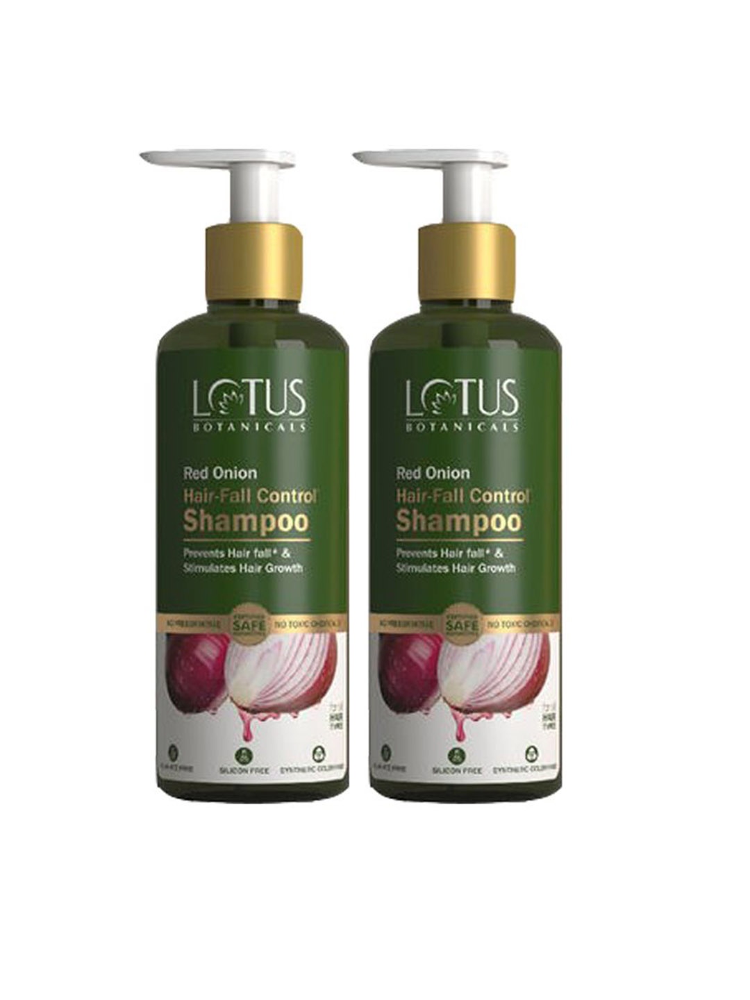 

Lotus Botanicals Set Of 2 Red Onion Hair Fall Control Shampoo - 300ml Each, Green