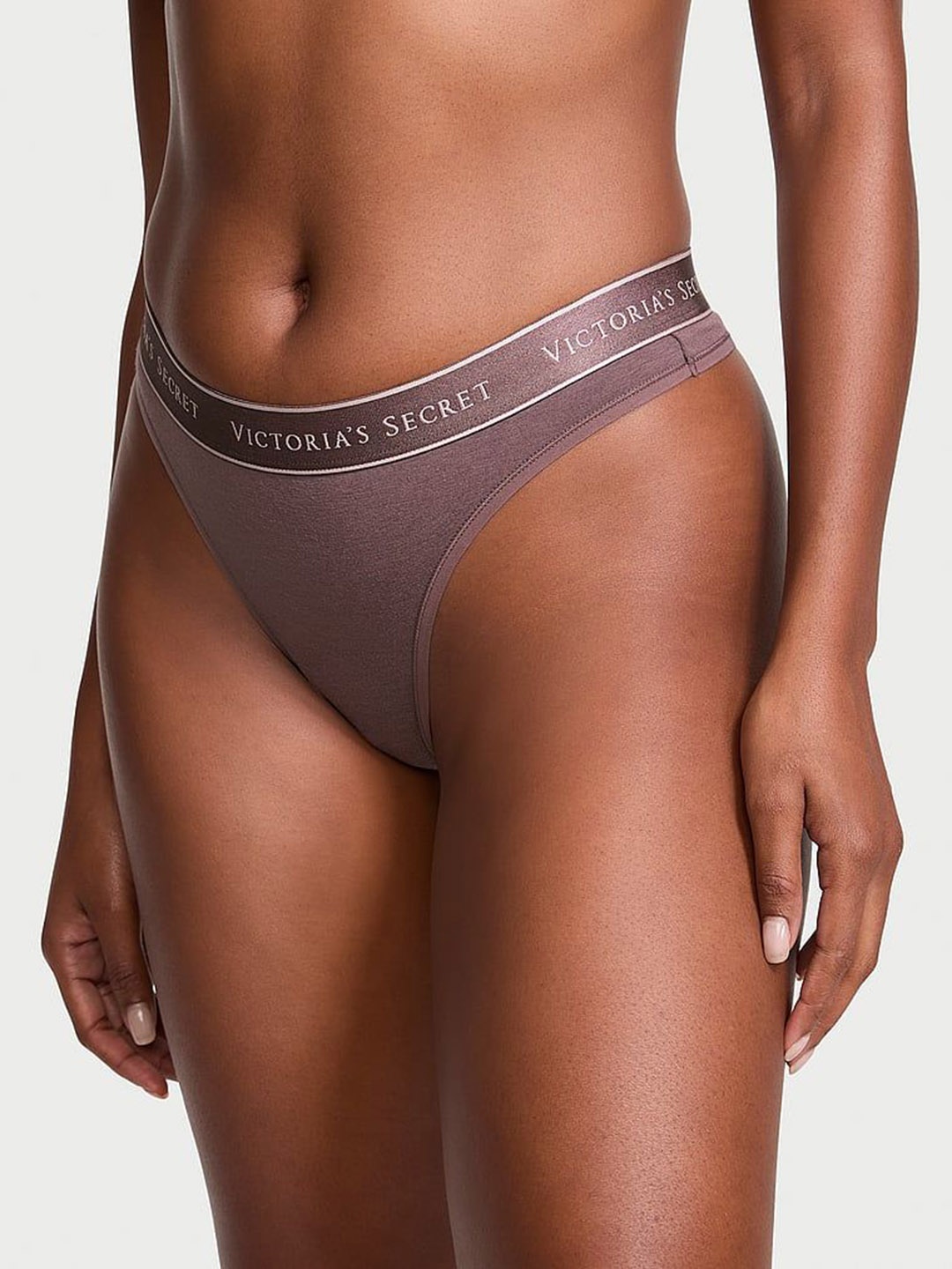 

Victoria's Secret Women Solid Low-Rise Thongs, Brown