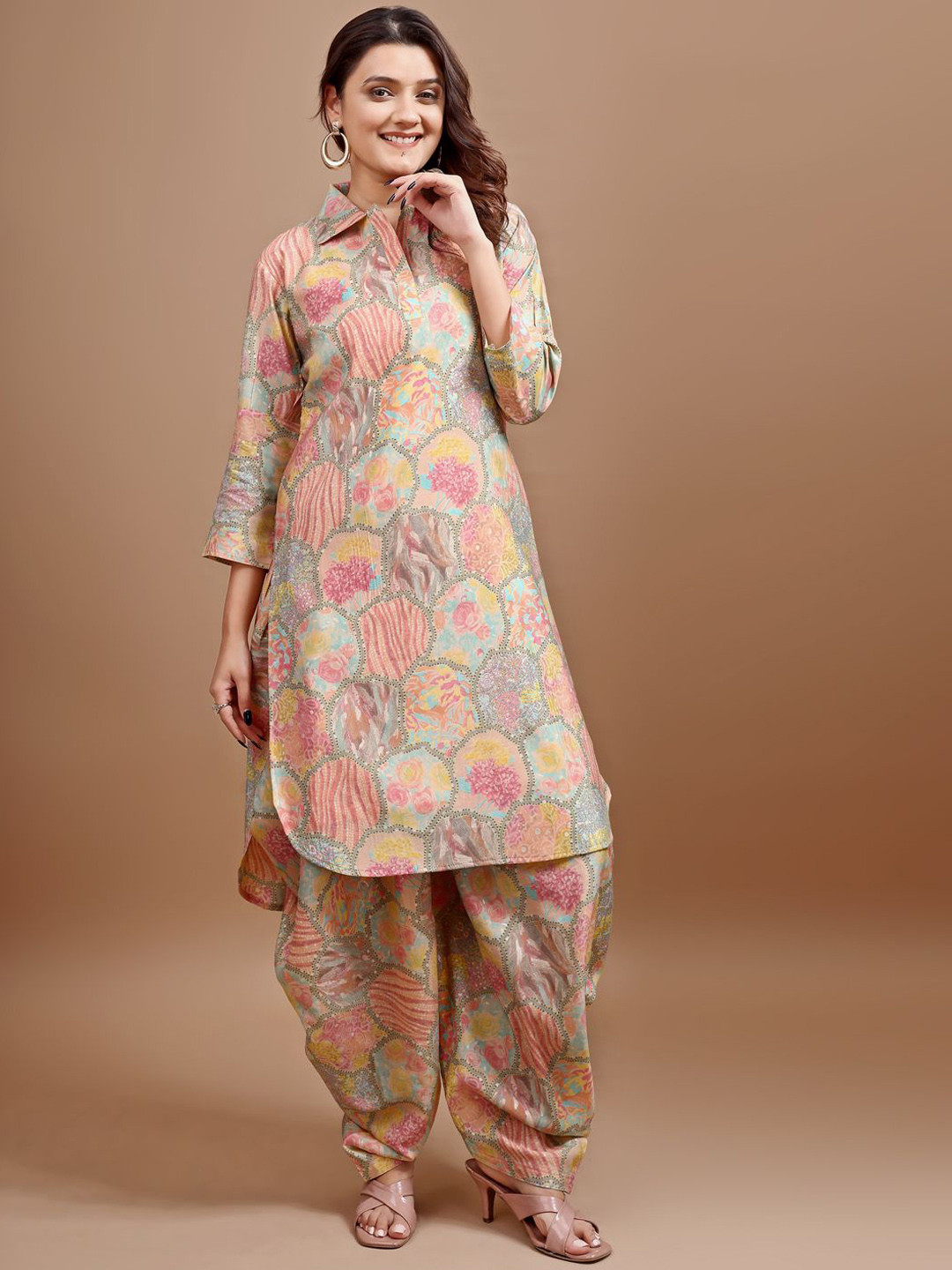 

Tikhi Imli Printed Tunic With Dhoti Pant, Pink