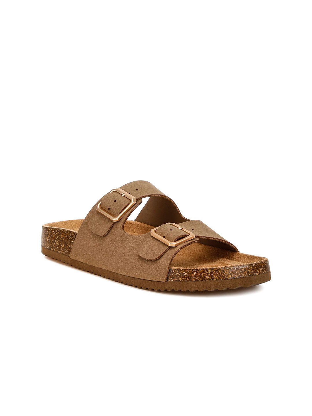 

London Rag Women Open Toe Flats with Buckles, Taupe