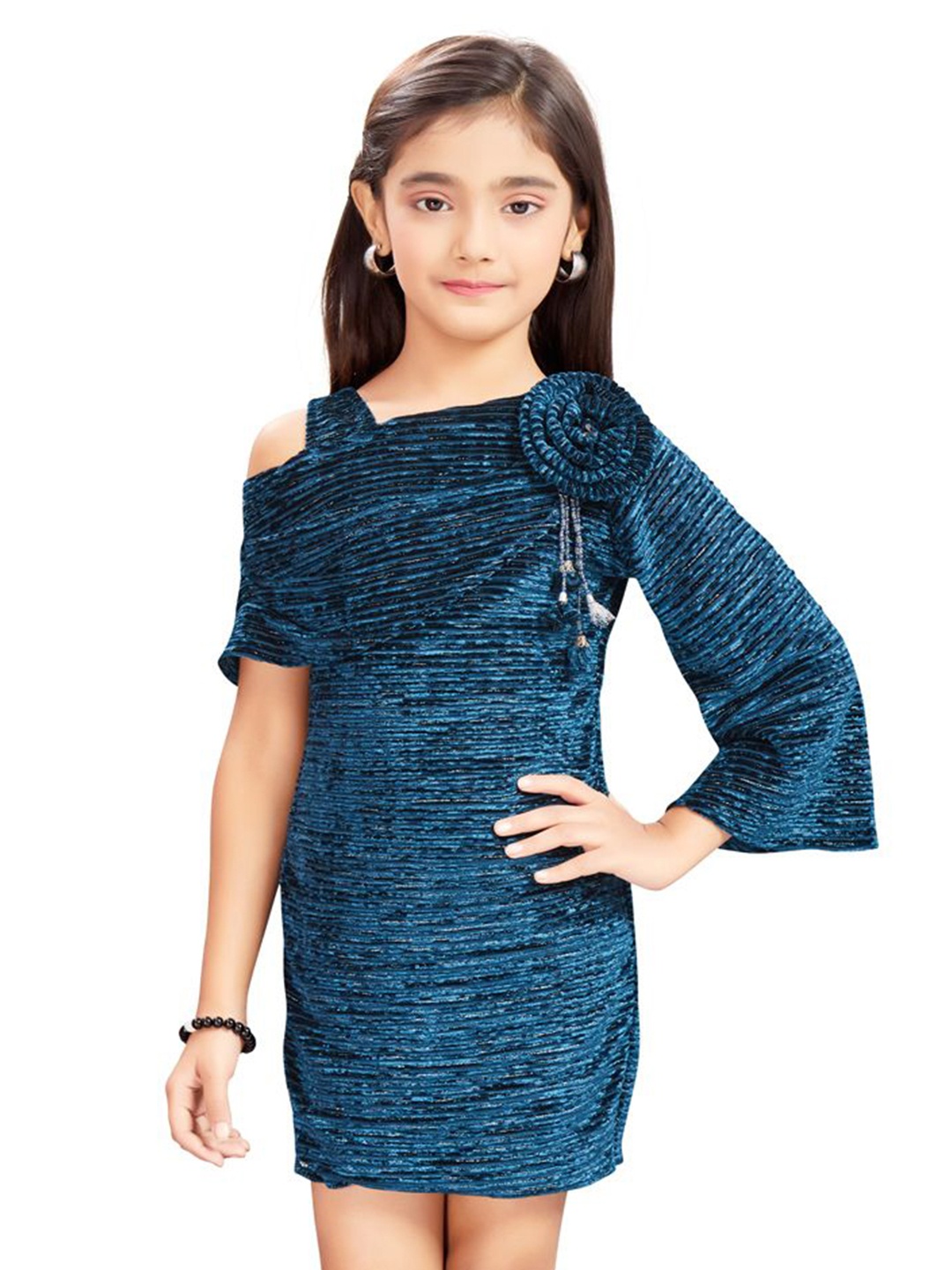 

Lei-Chie Girls Asymmetric Neck Sheath Dress, Blue