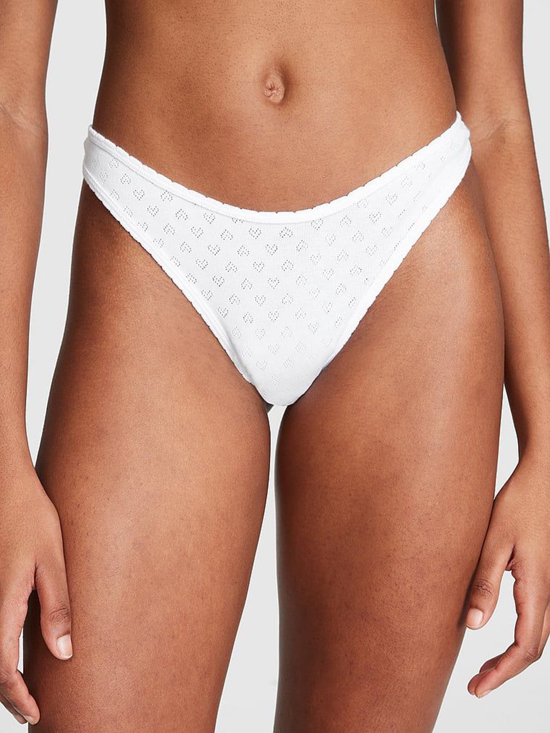 

Victoria's Secret Pink Self Design Mid Rise Thong Briefs 1124121794D1, White