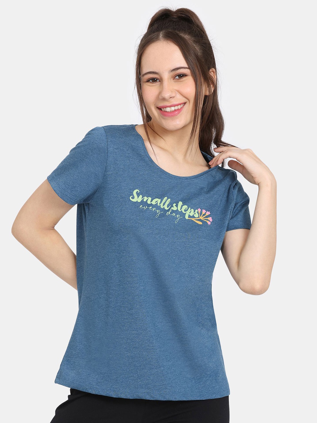 

Rosaline by Zivame Print Cotton Top, Blue